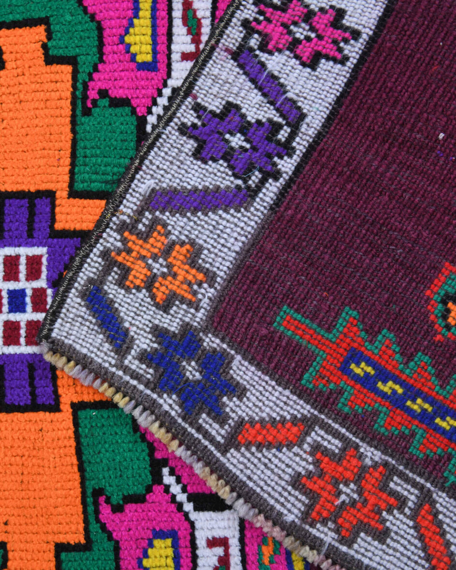 Vibrant Purple Vintage Anatolian Runner Rug