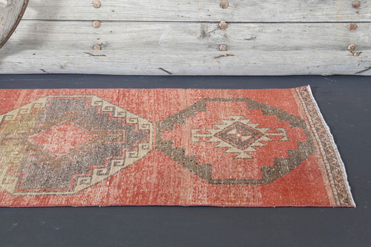 85x386 cm vintage Anatolian runner rug – Melisisik, low pile, wool