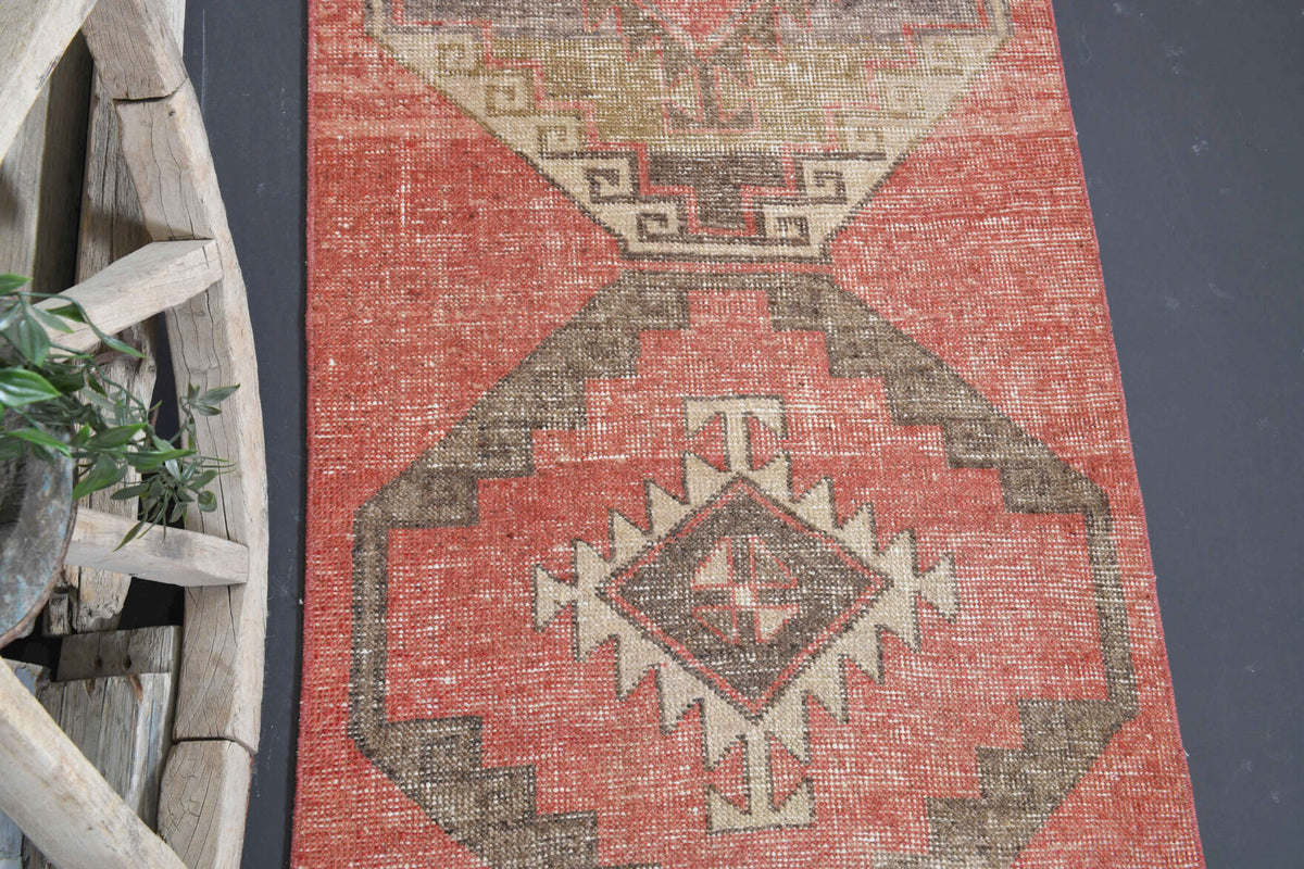 Authentic Anatolian vintage runner rug (1970s) with tribal design – one-of-a-kind at Fame Rugs