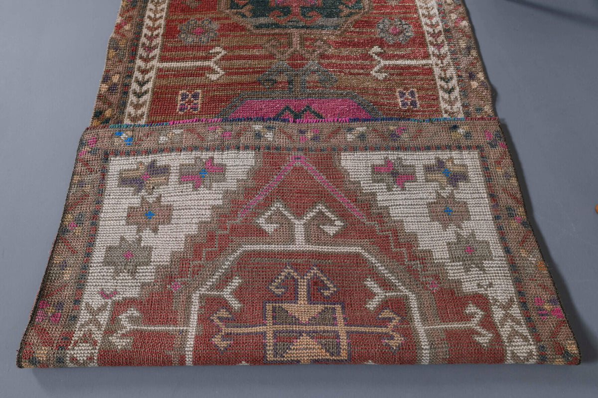 Handmade wool runner from Anatolia, Turkey – Turkish Anatolian Vintage Heirloom Runner Rug 2'11" x 12'10"