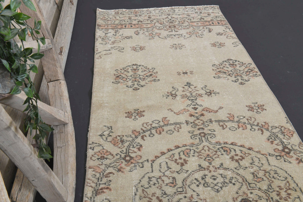 Handmade wool runner from Anatolia, Turkey – Vintage Oushak Runner Rug 2'7" x 10'2"