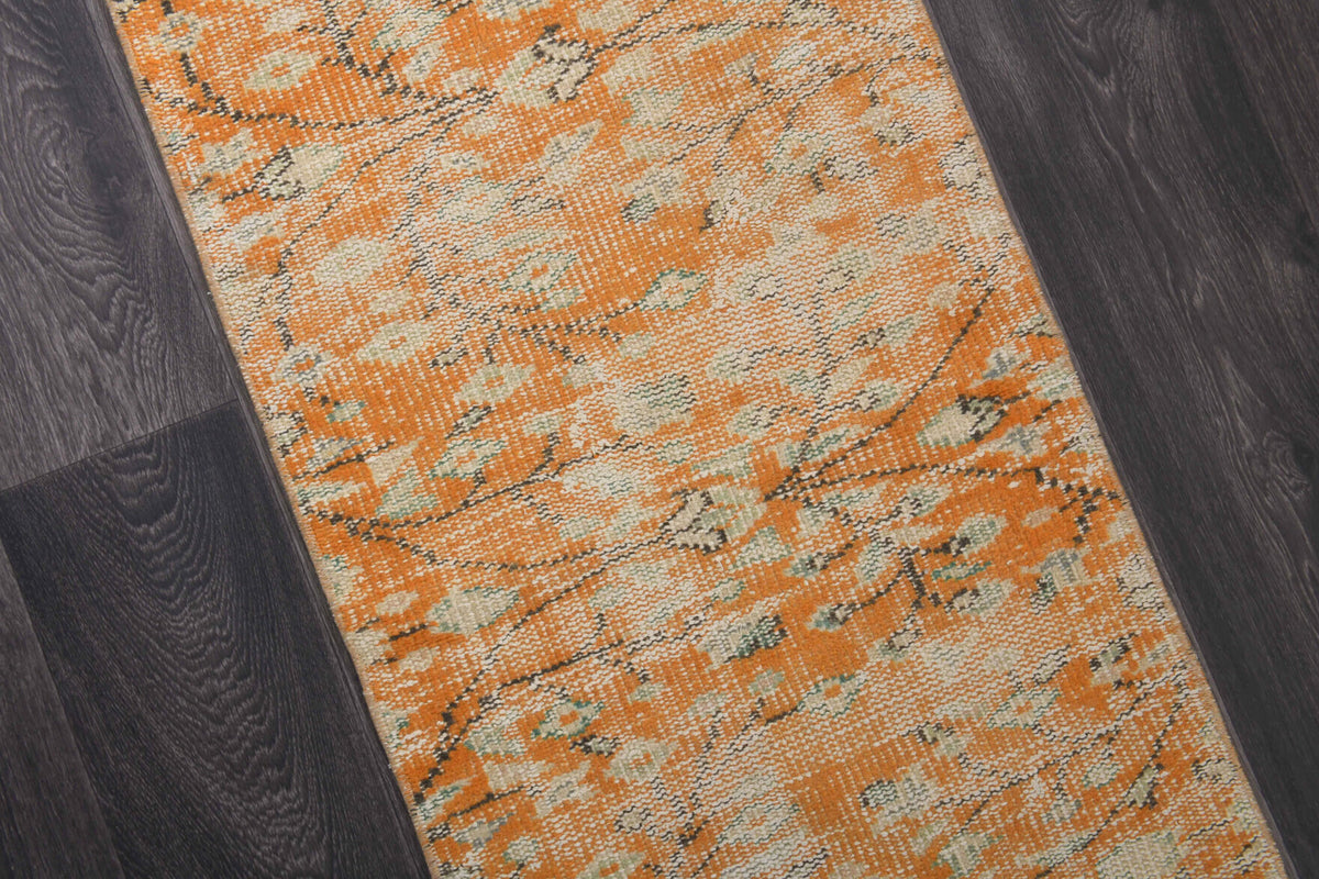 Orange Vintage Oushak Runner Rug