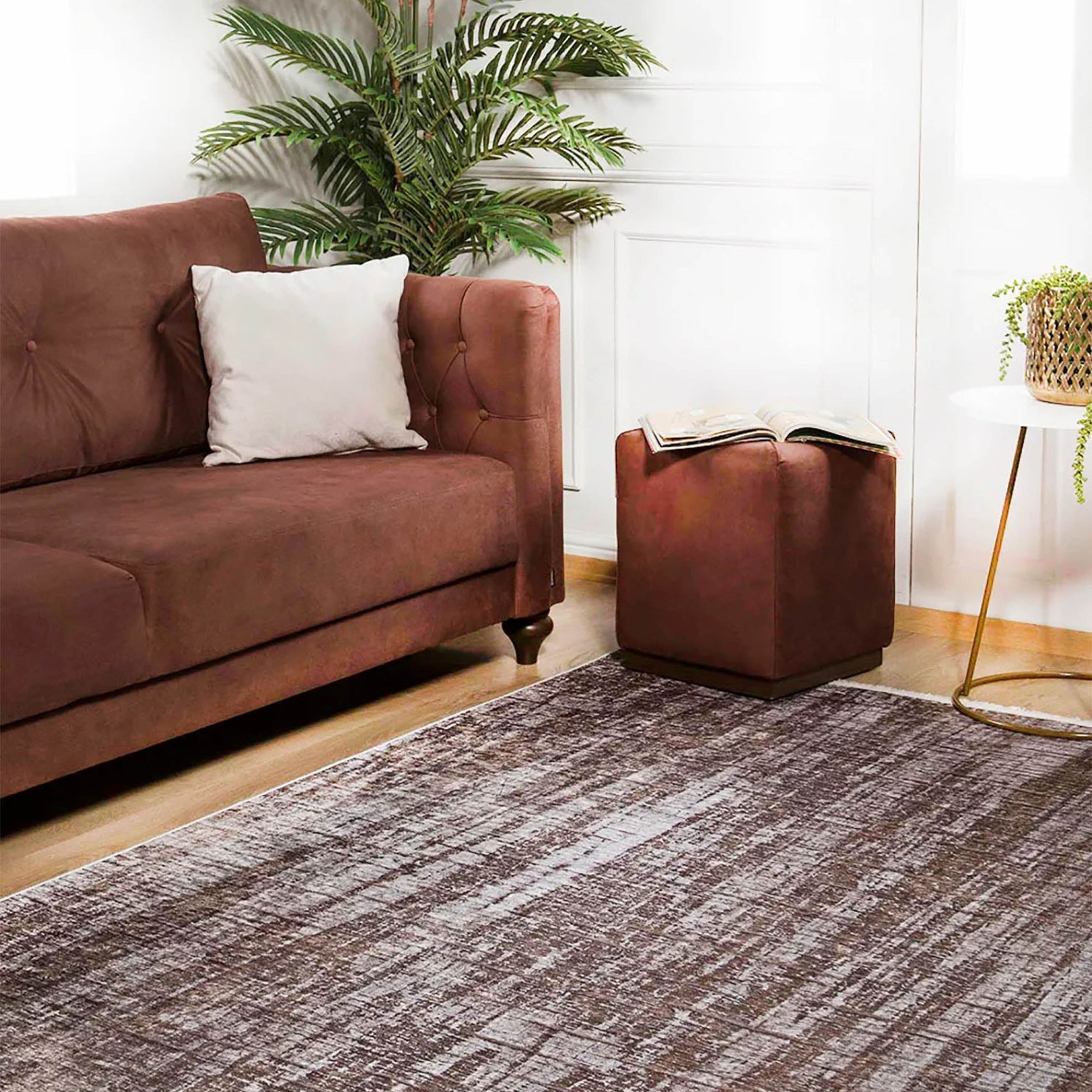 Badem Abstract Brown Modern Rug