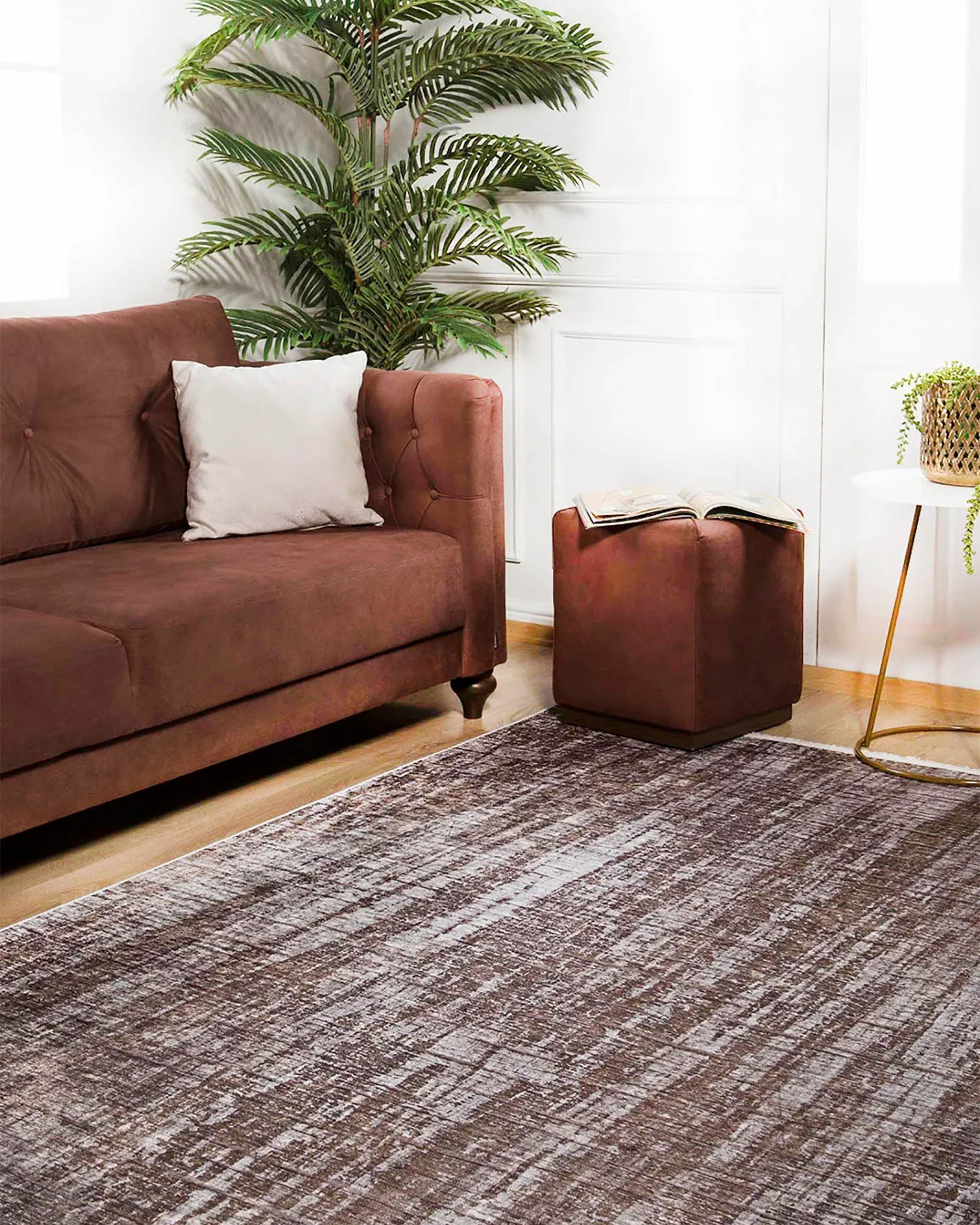 Badem Abstract Brown Modern Rug