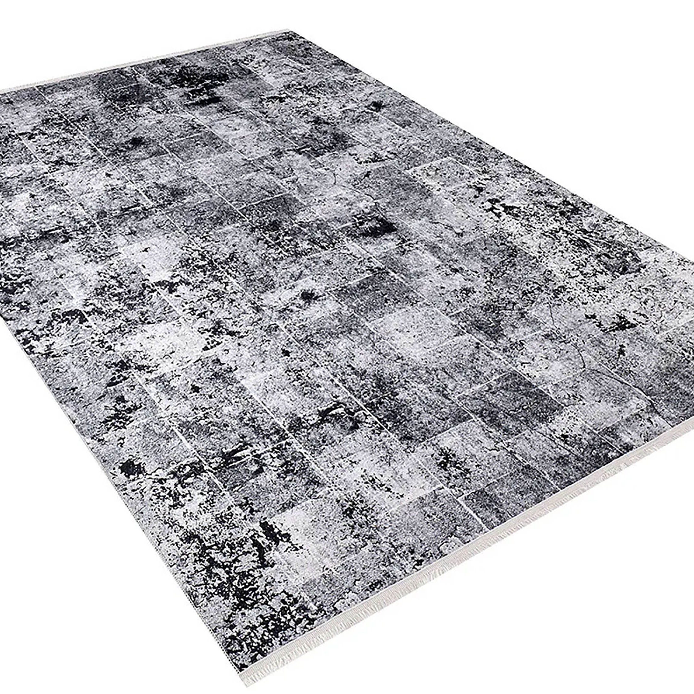 Clover Abstract Modern Black Decorative Rug