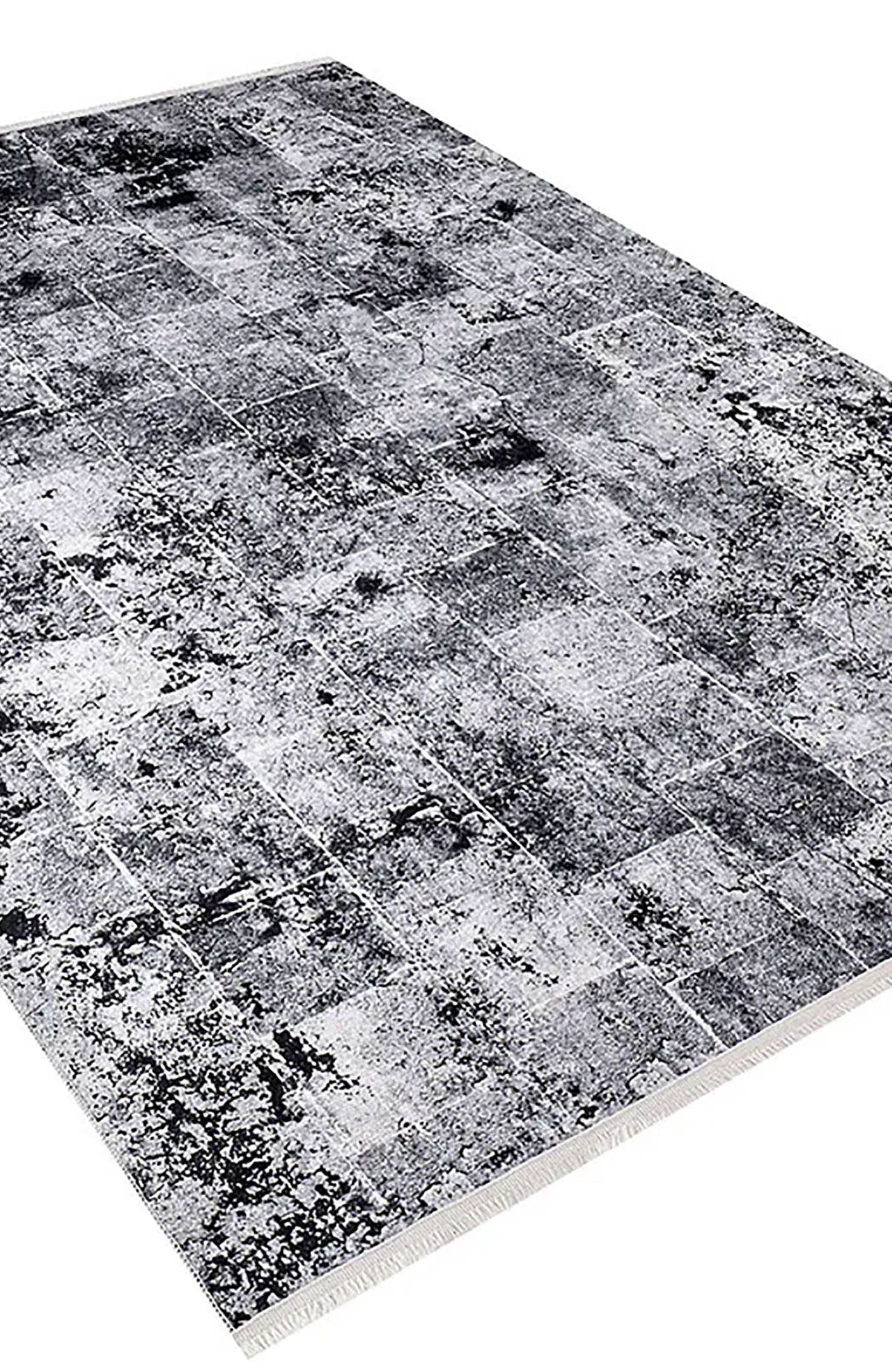 Clover Abstract Modern Black Decorative Rug