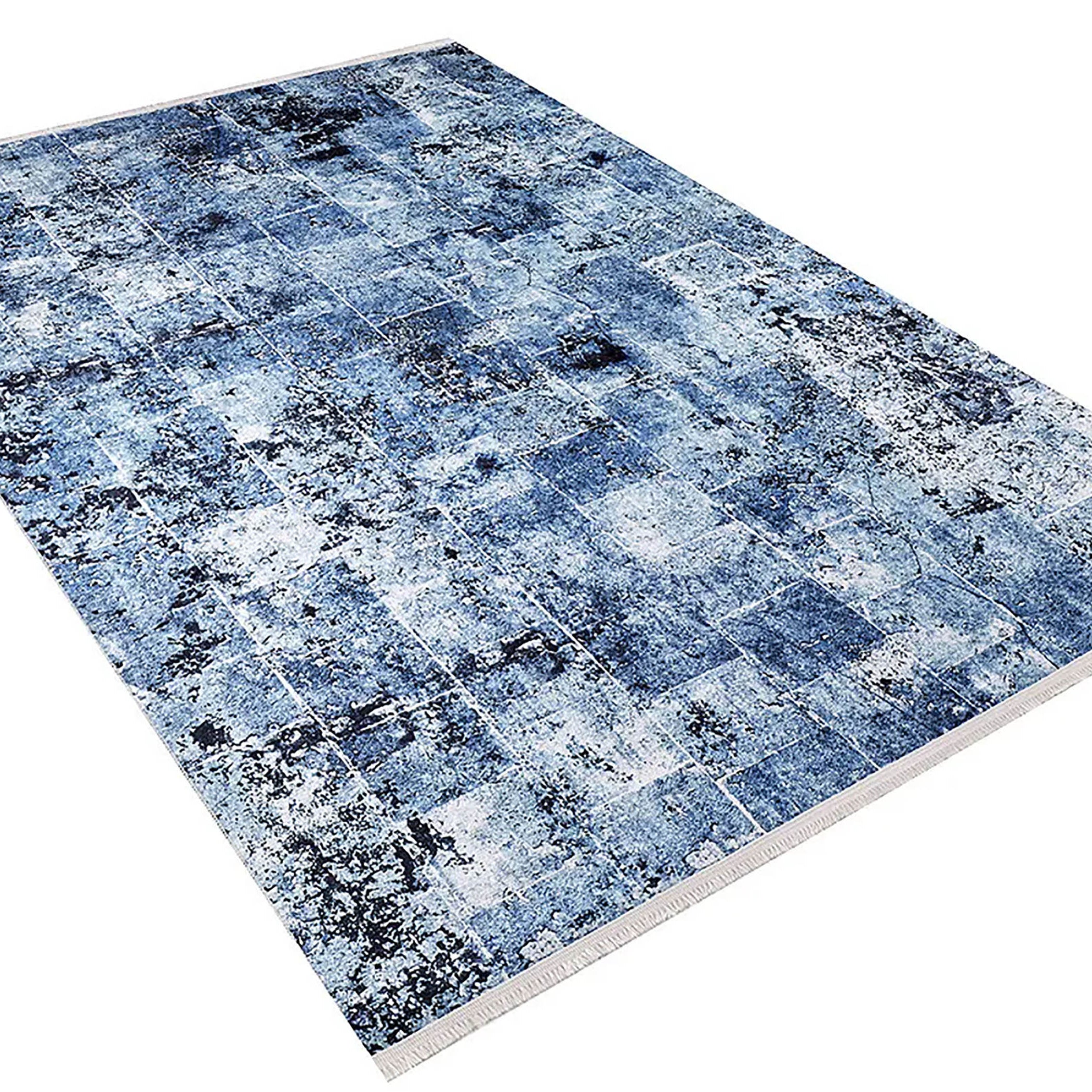 Milena Abstract Modern Blue Indoor Floor Rug