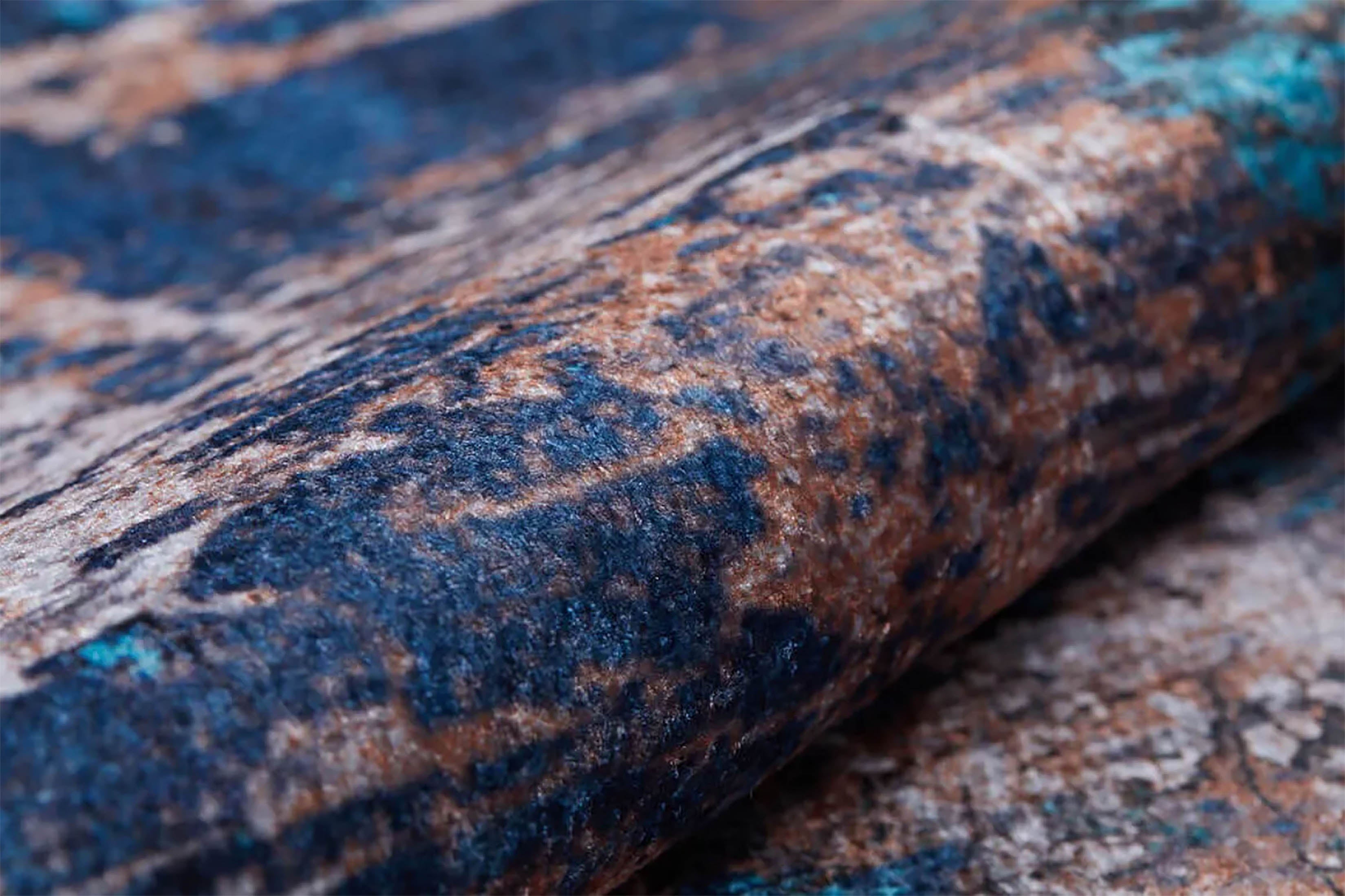 Lenora Abstract Modern Navy Blue Brown Luxury Home Rug