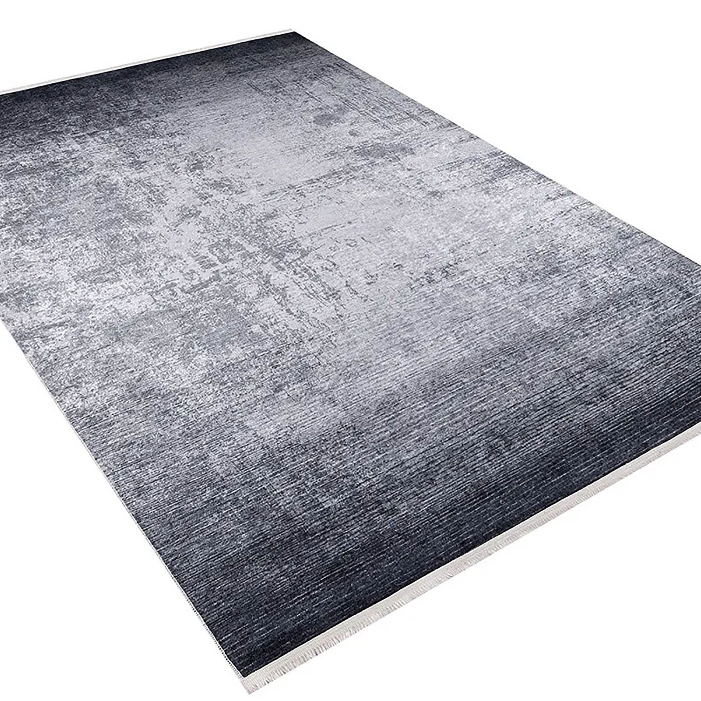 Izabella Black Abstract Boho Decor Faded Rug