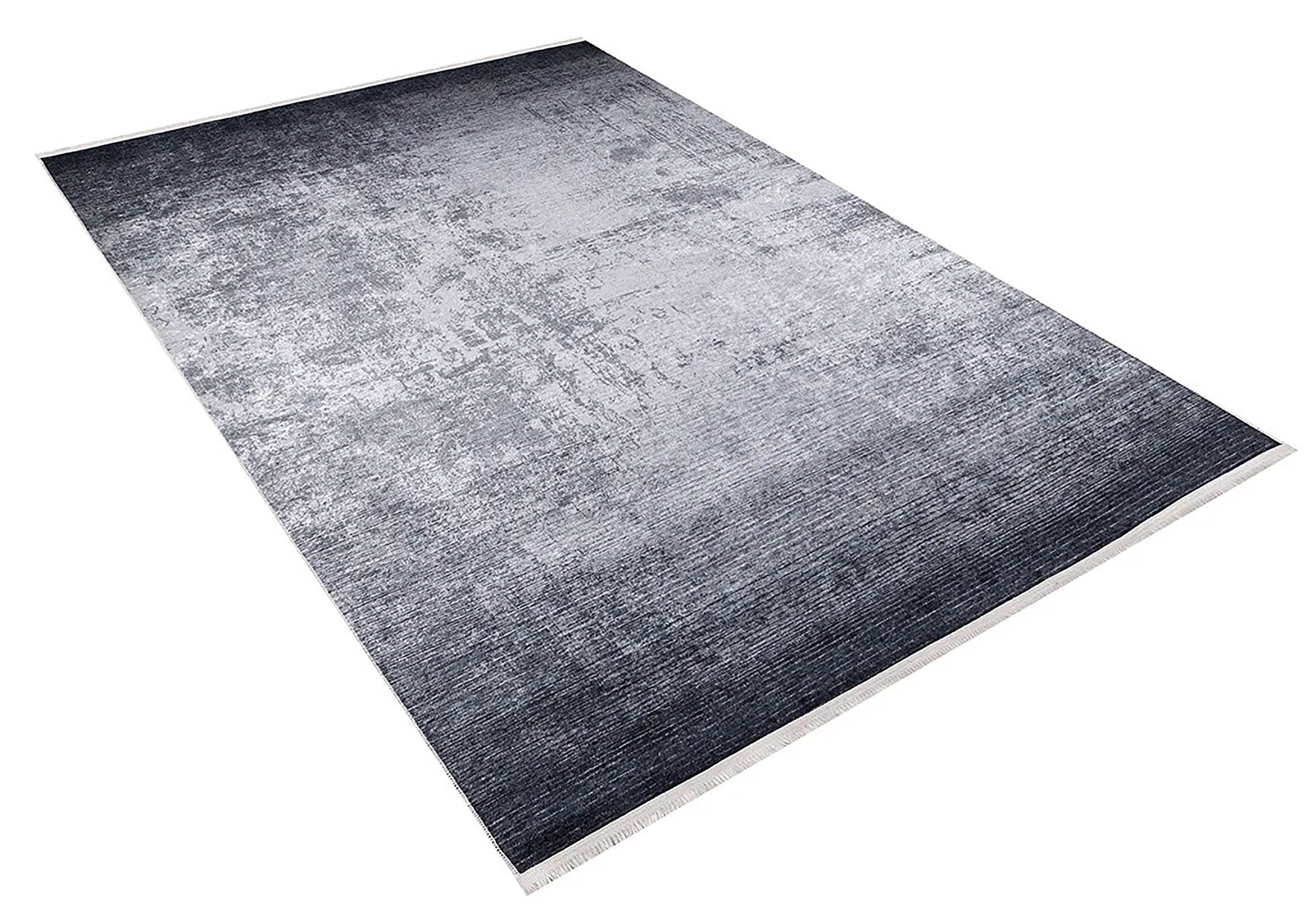 Izabella Black Abstract Boho Decor Faded Rug