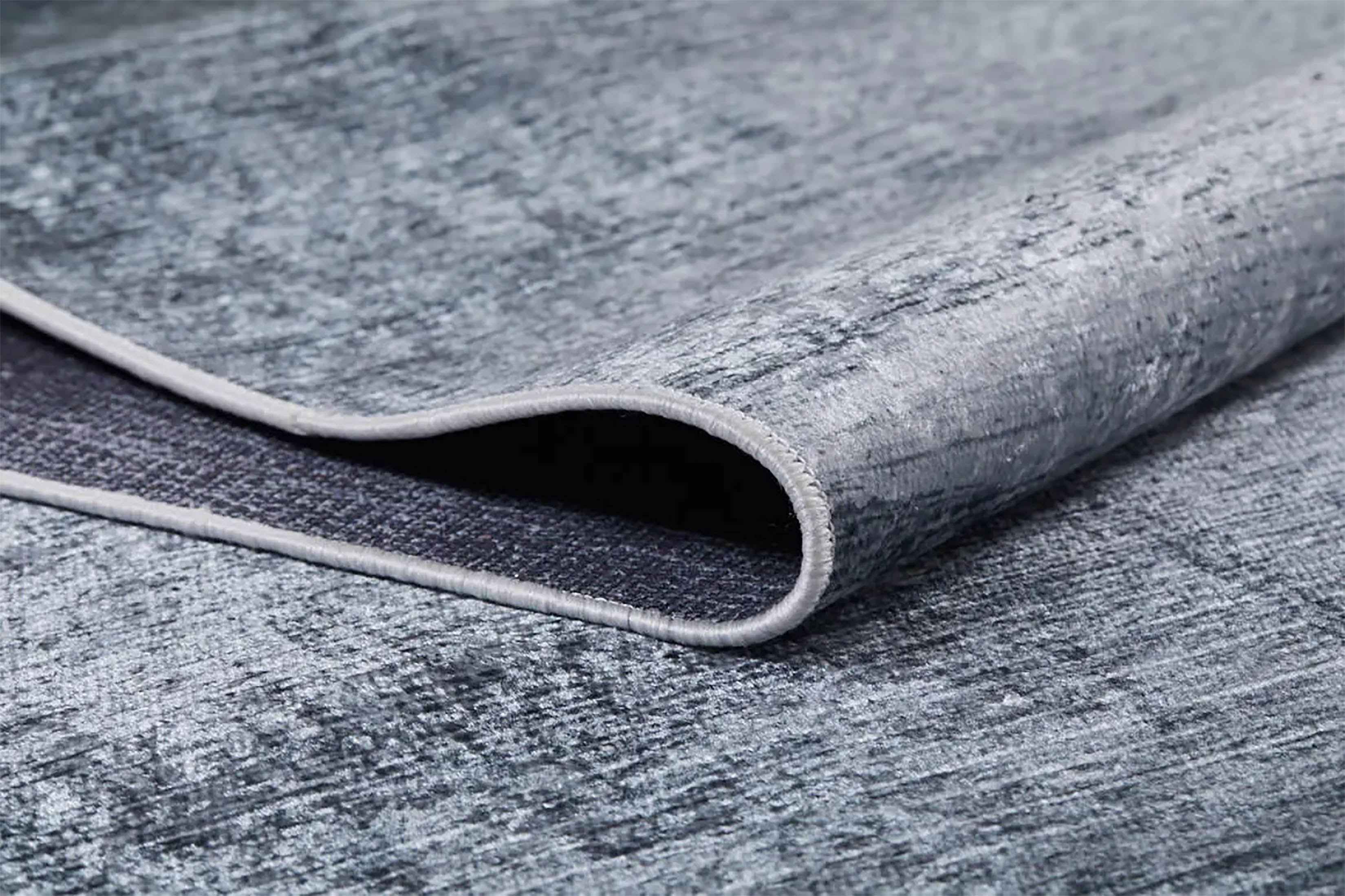 Izabella Black Abstract Boho Decor Faded Rug