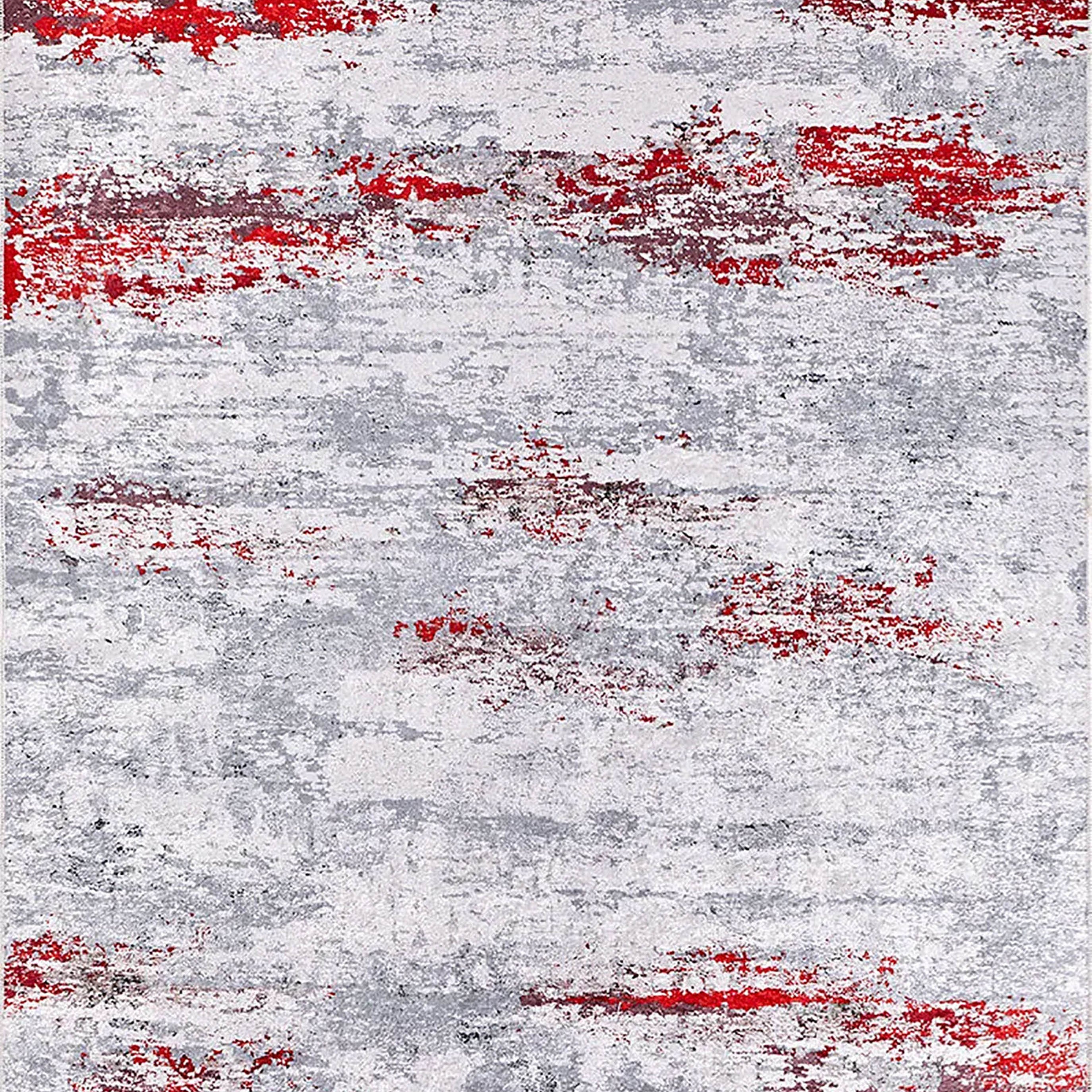Florence Gray Red Contemporary Abstract Rug