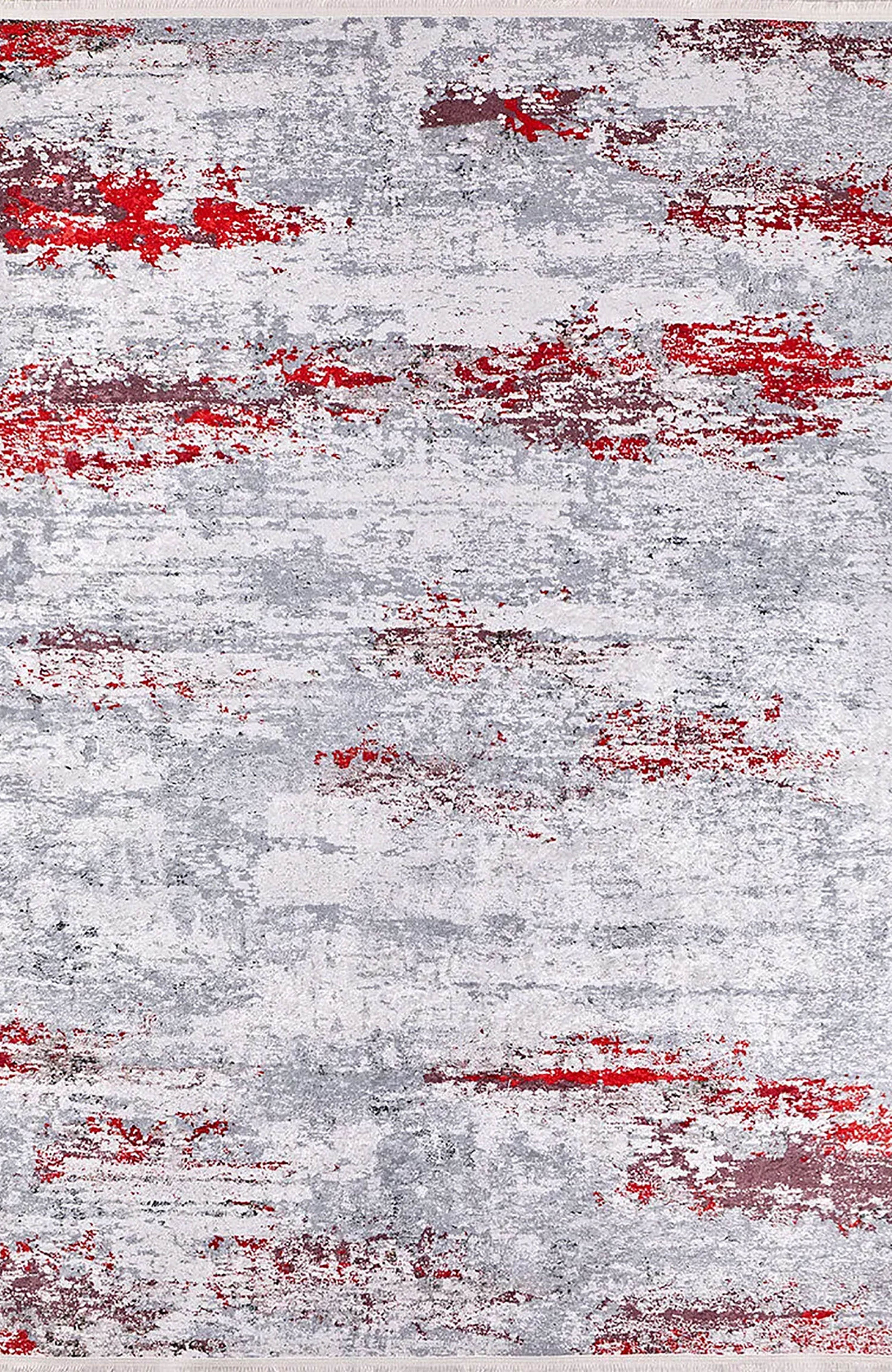 Florence Gray Red Contemporary Abstract Rug