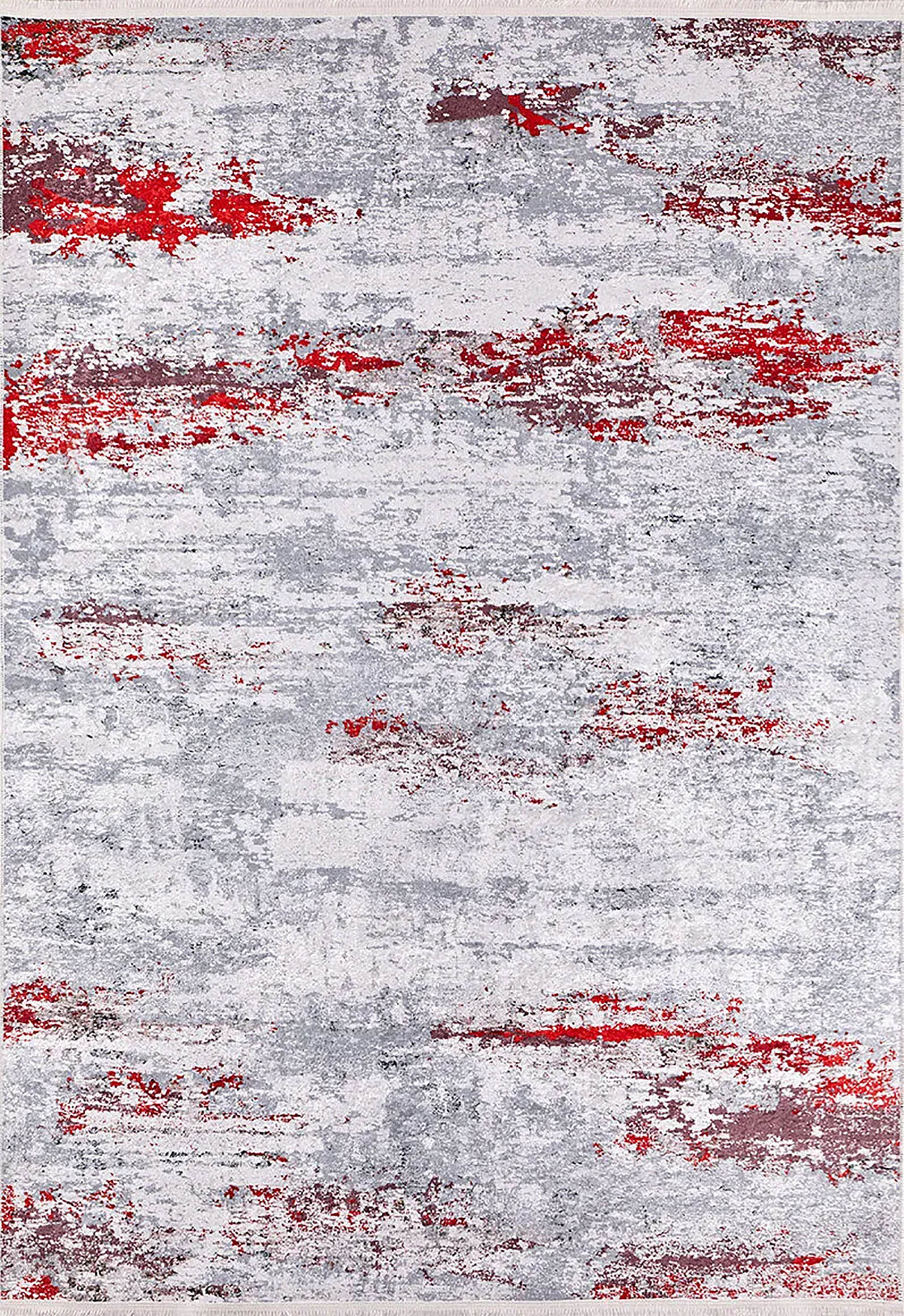 Florence Gray Red Contemporary Abstract Rug