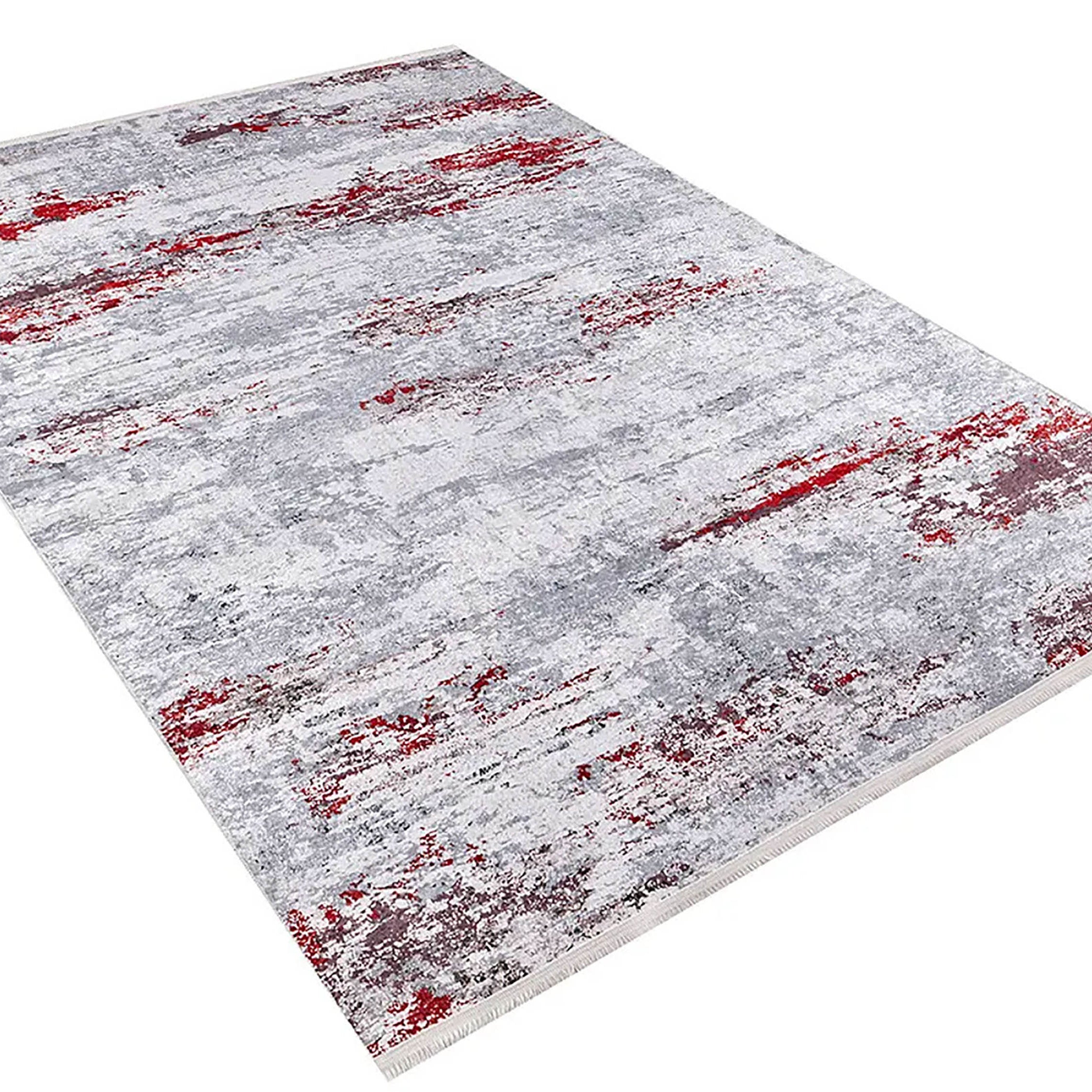 Florence Gray Red Contemporary Abstract Rug