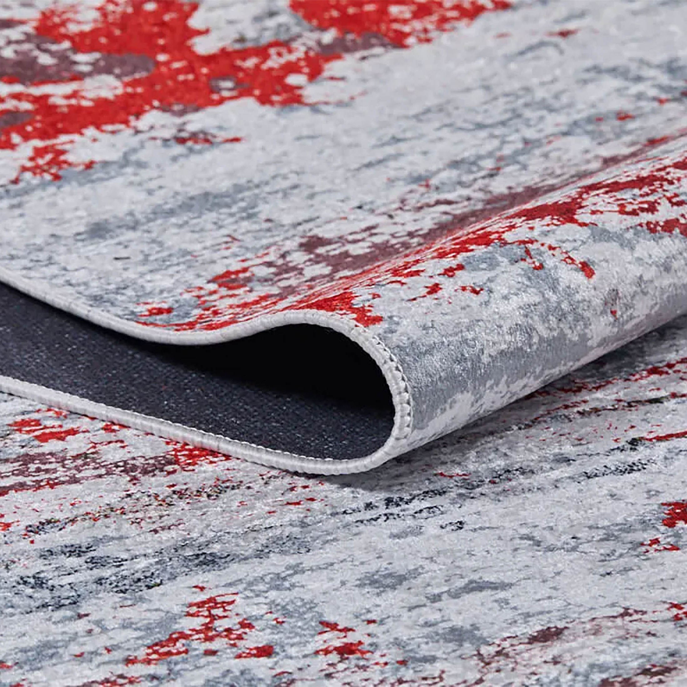 Florence Gray Red Contemporary Abstract Rug