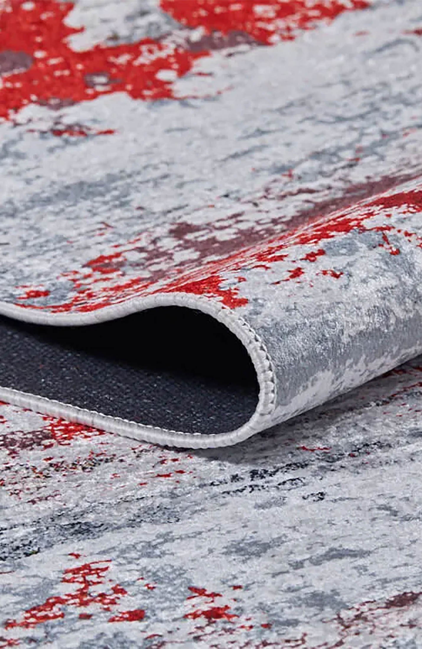 Florence Gray Red Contemporary Abstract Rug