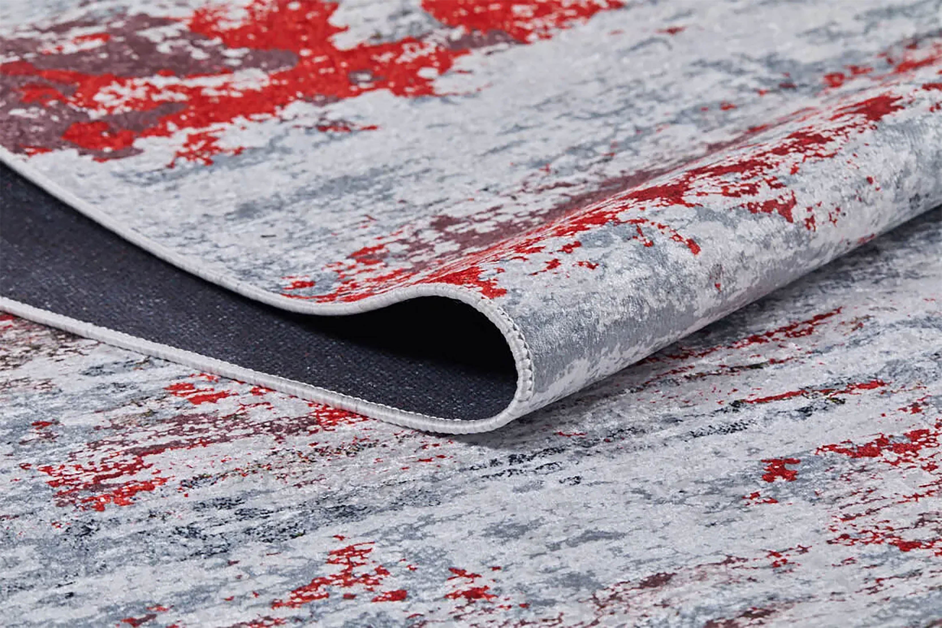 Florence Gray Red Contemporary Abstract Rug