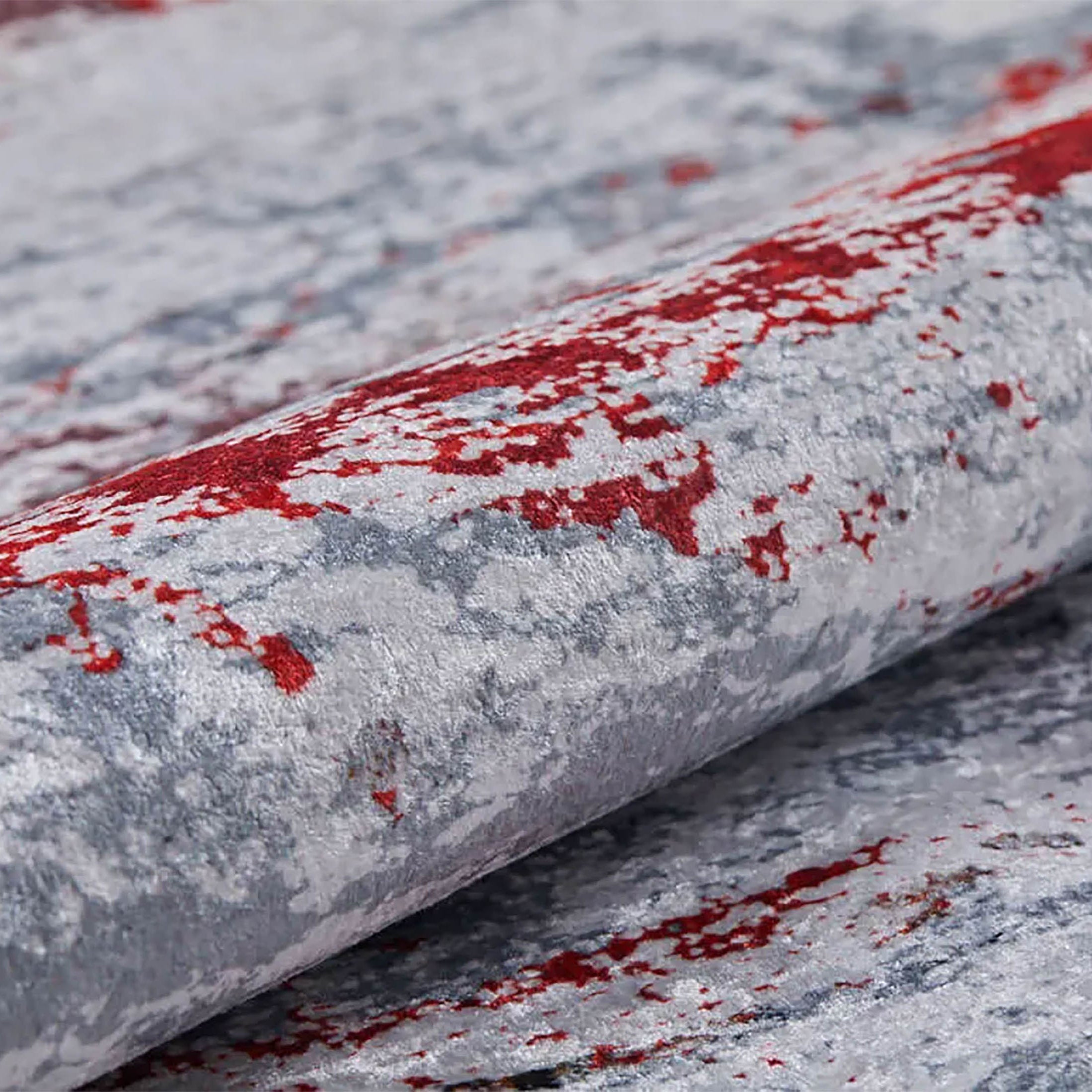 Florence Gray Red Contemporary Abstract Rug