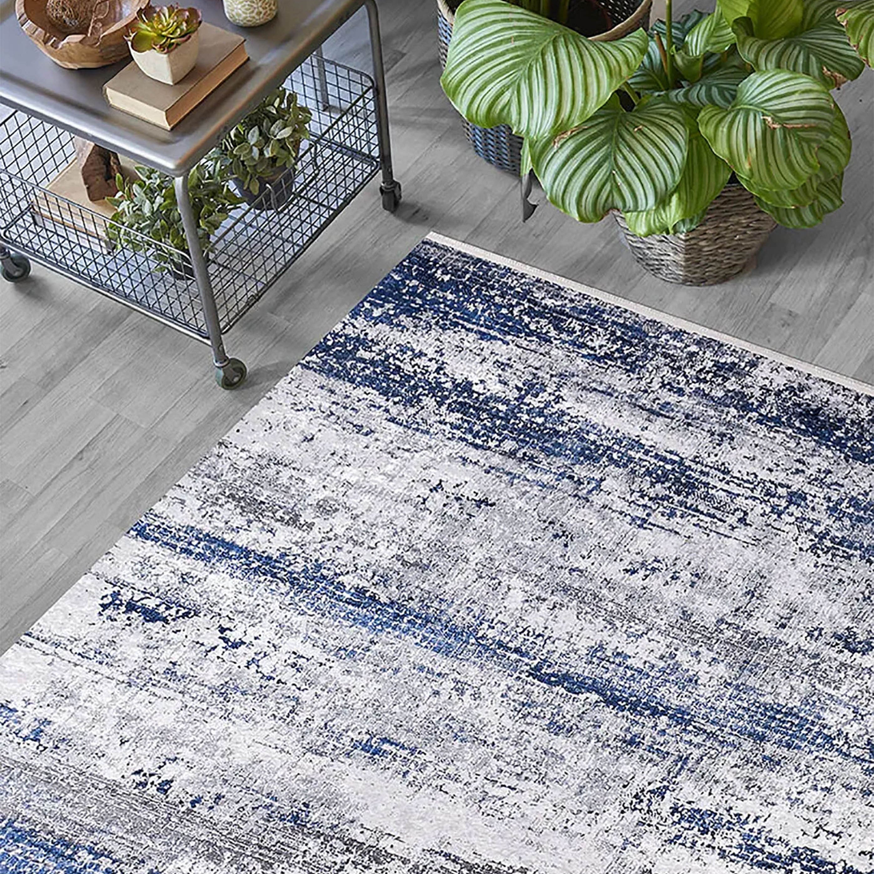 Alondra Blue Gray Contemporary Abstract Rug
