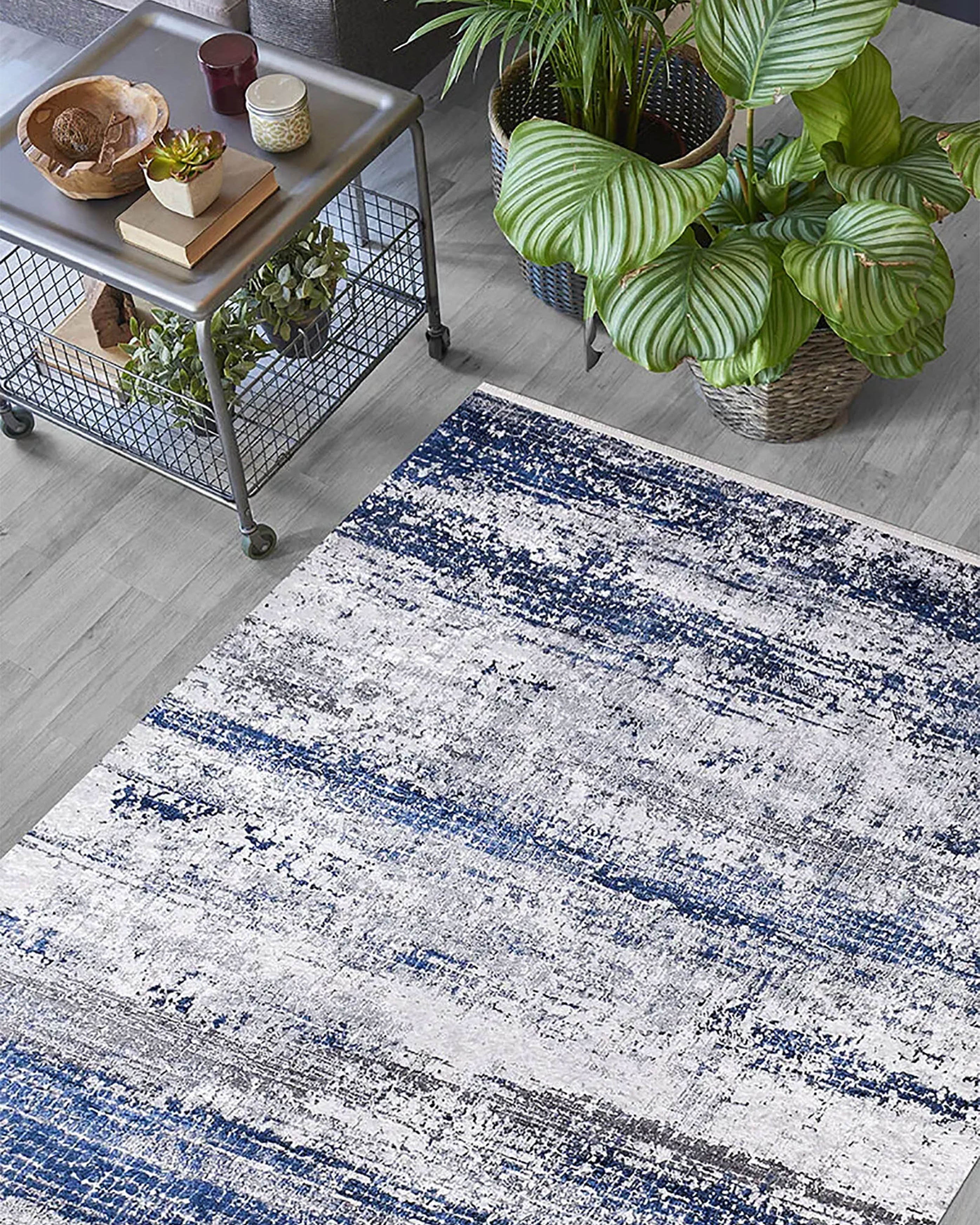 Alondra Blue Gray Contemporary Abstract Rug