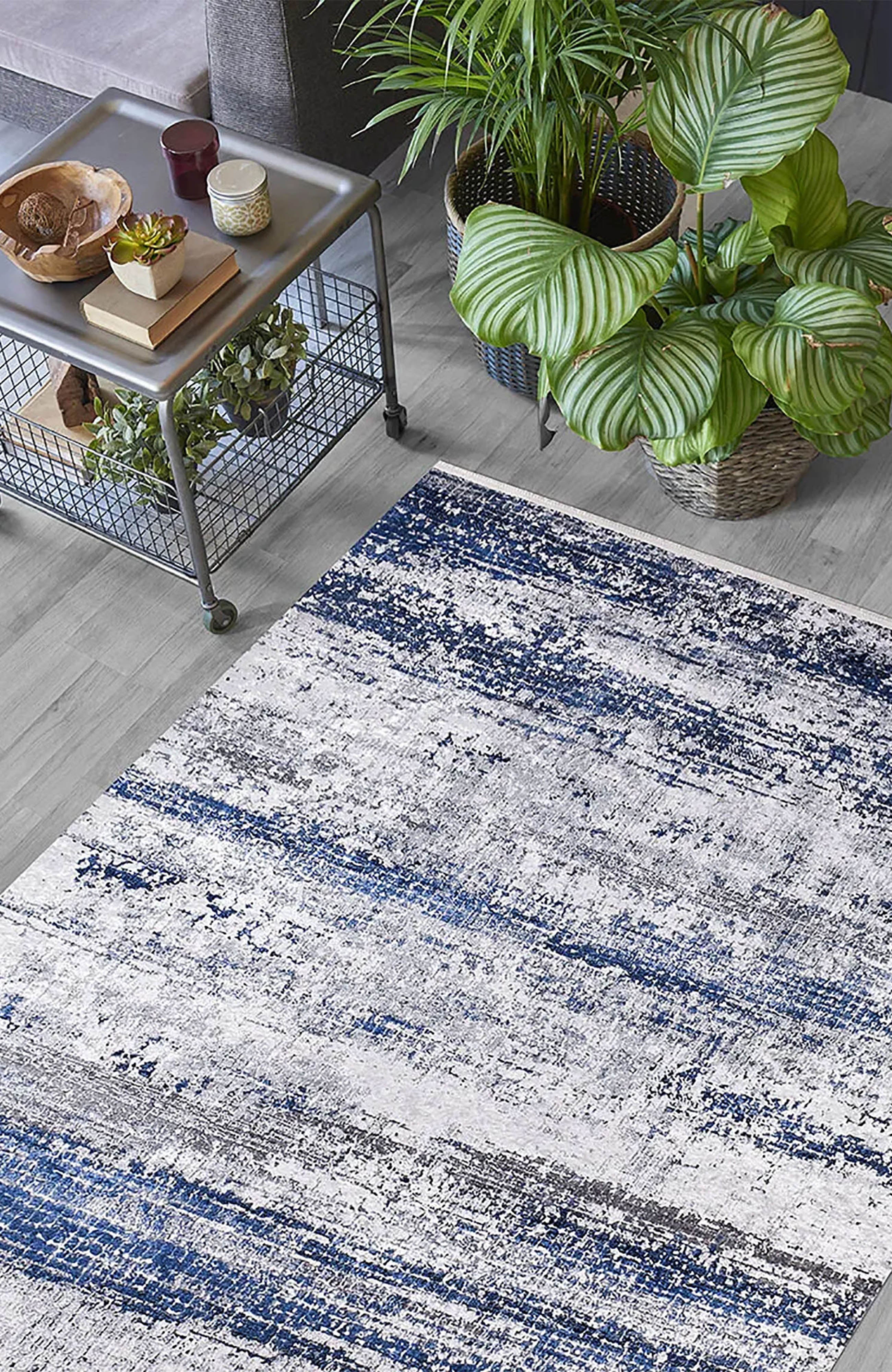 Alondra Blue Gray Contemporary Abstract Rug