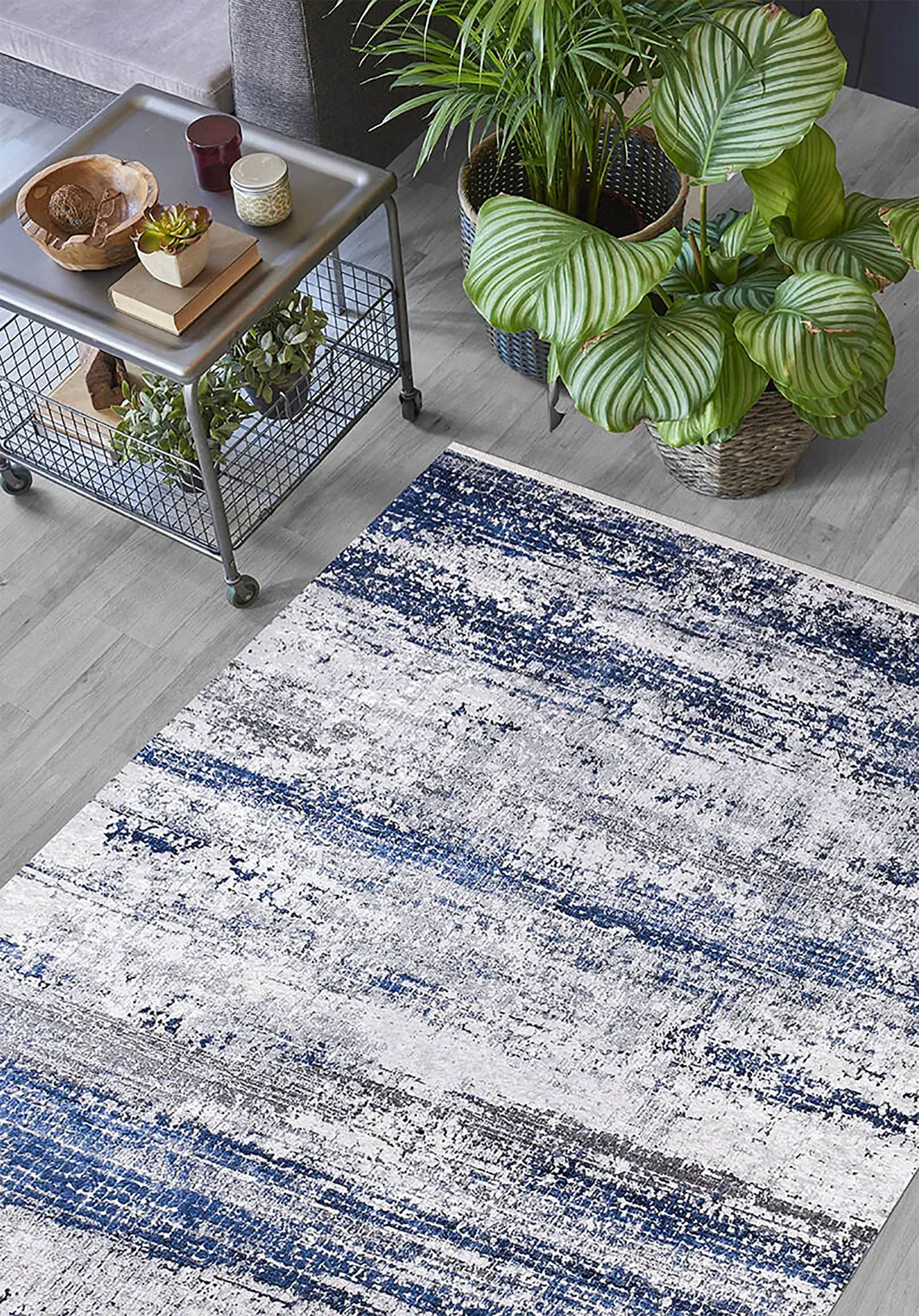 Alondra Blue Gray Contemporary Abstract Rug