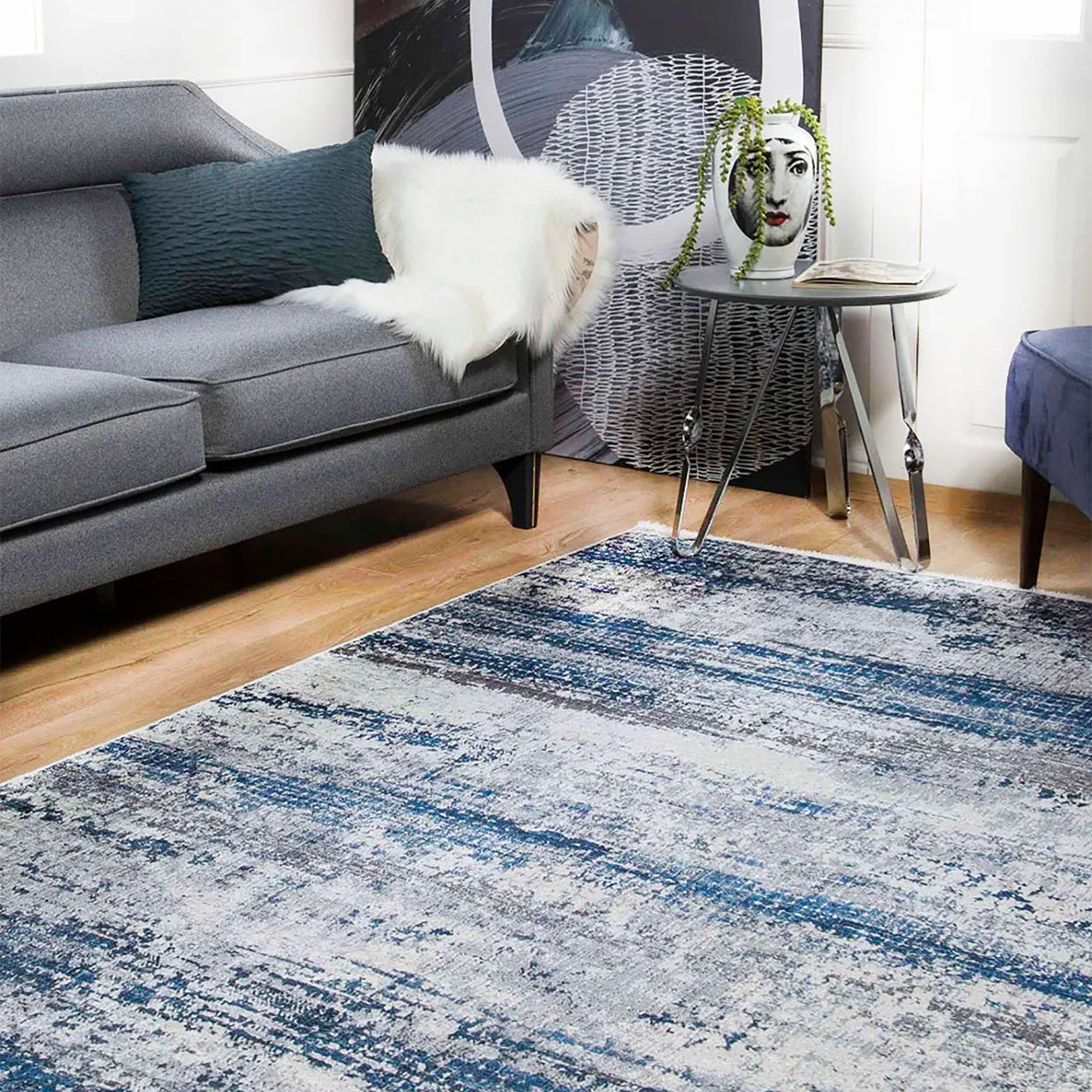 Alondra Blue Gray Contemporary Abstract Rug