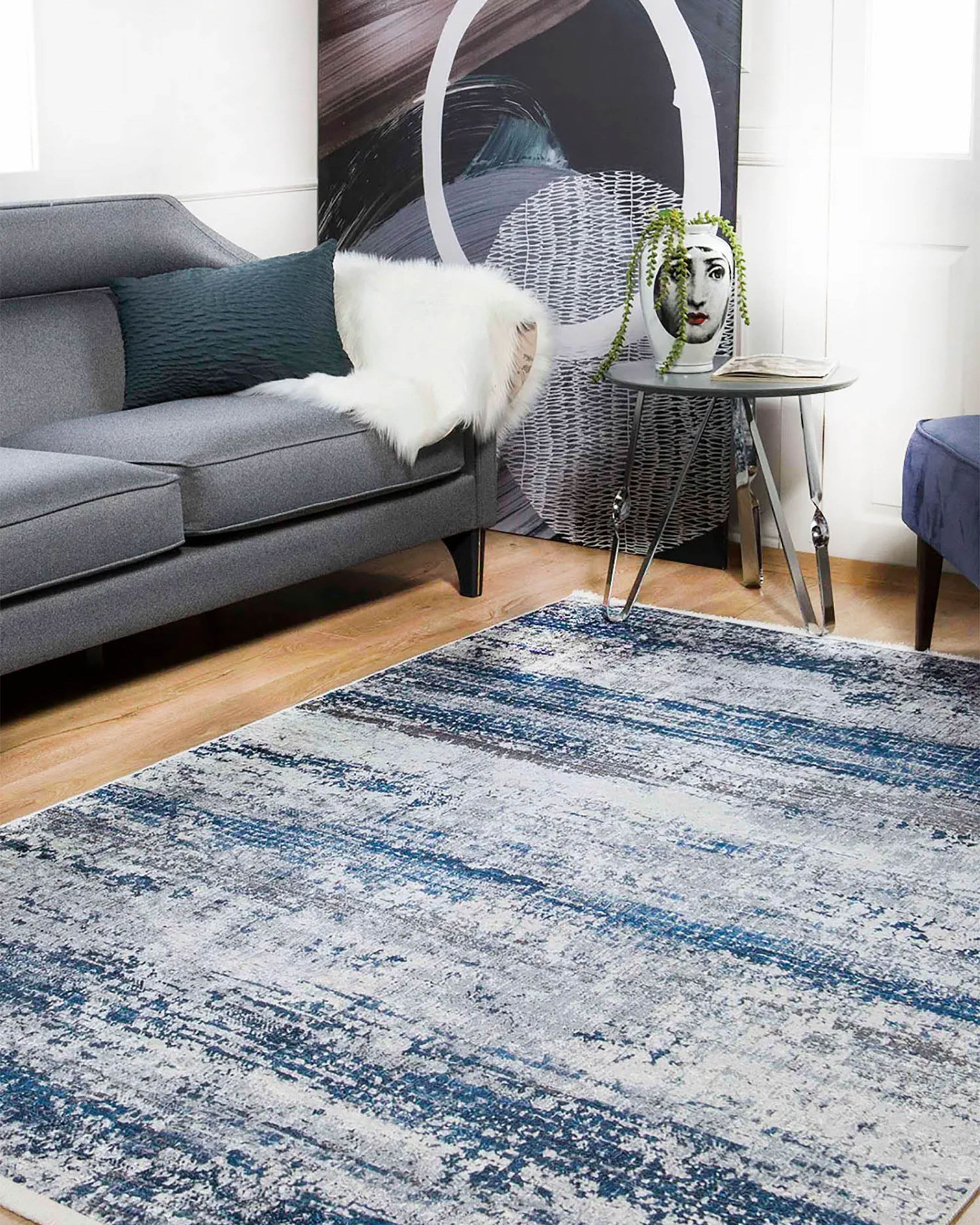 Alondra Blue Gray Contemporary Abstract Rug