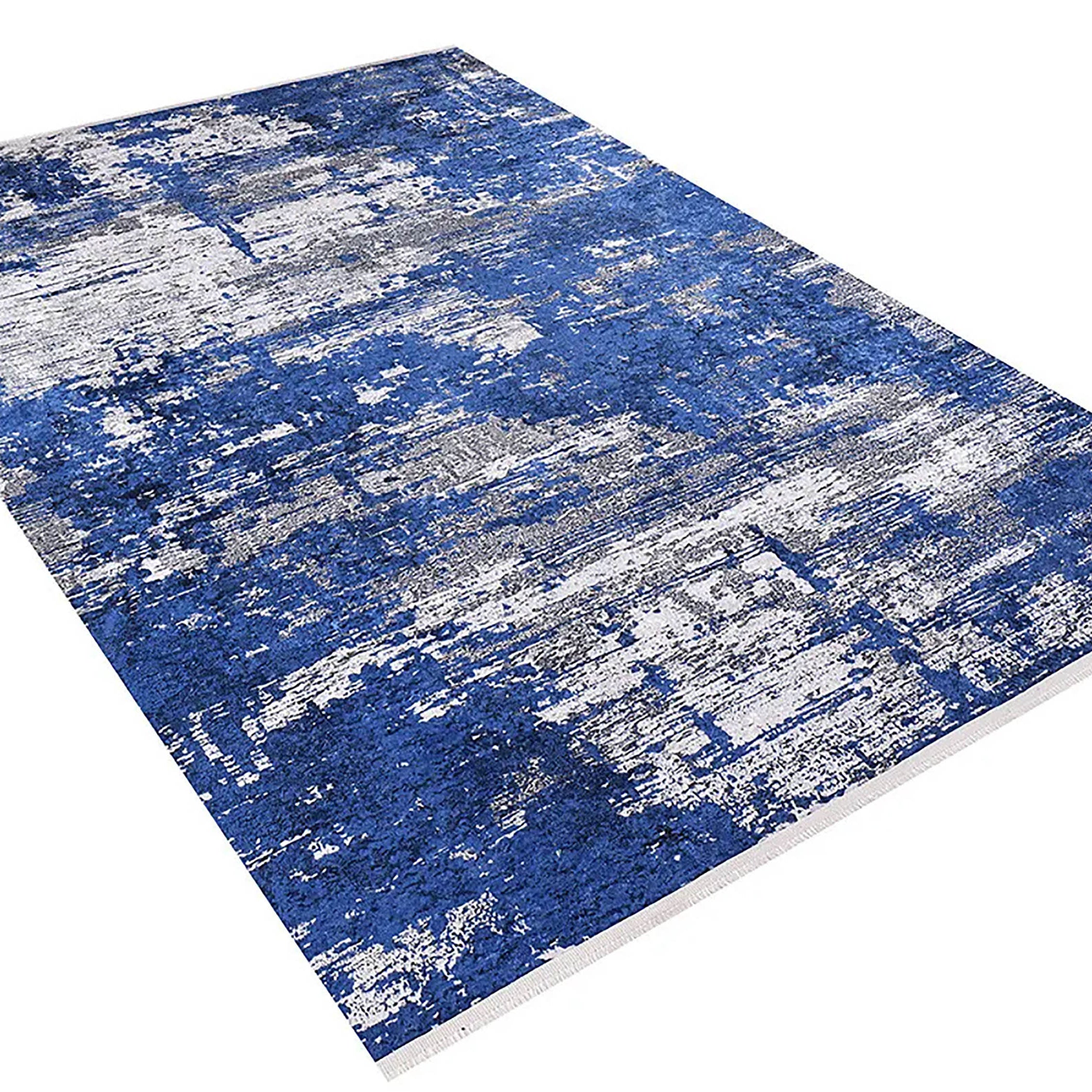 Jessica Navy Blue Gray Modern Home Deco Abstract Rug