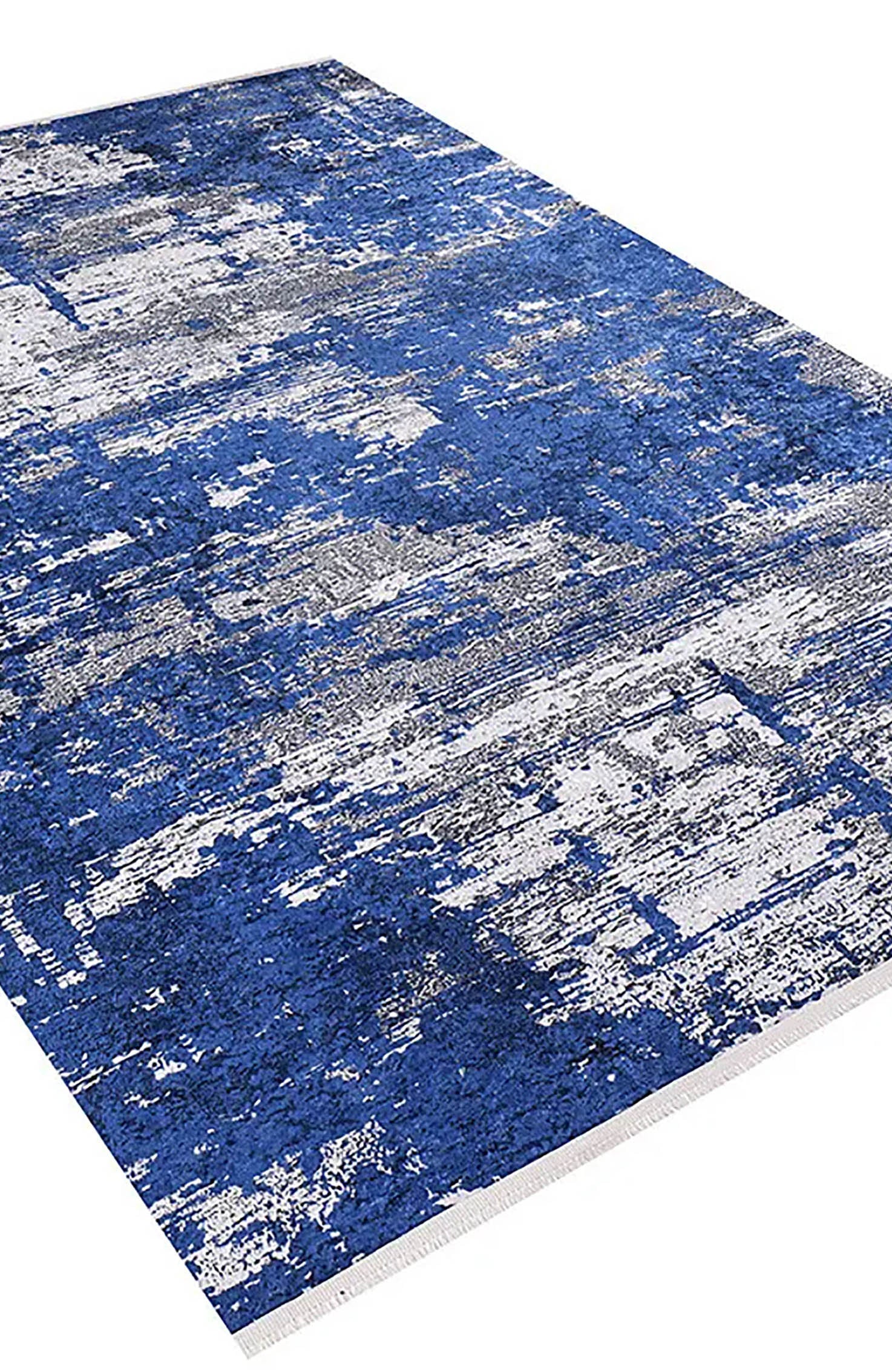 Jessica Navy Blue Gray Modern Home Deco Abstract Rug