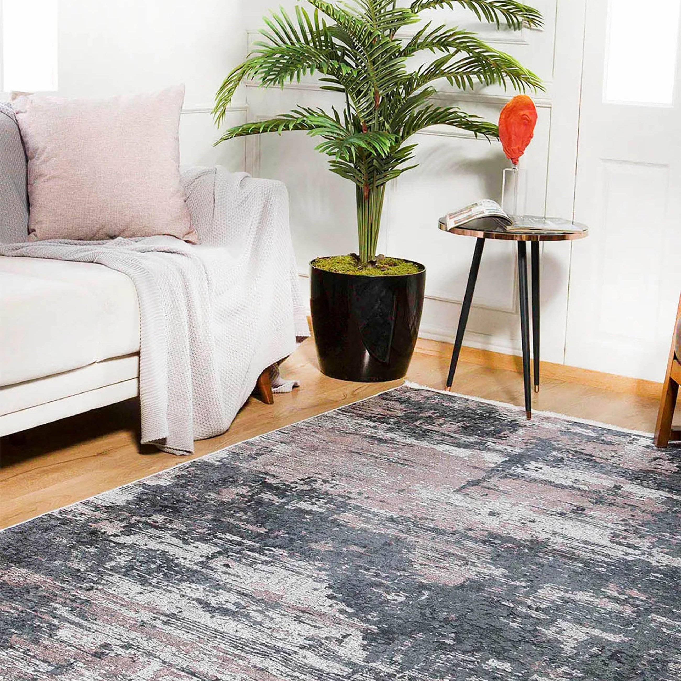 Reyna Gray Light Pink Modern Home Deco Abstract Rug