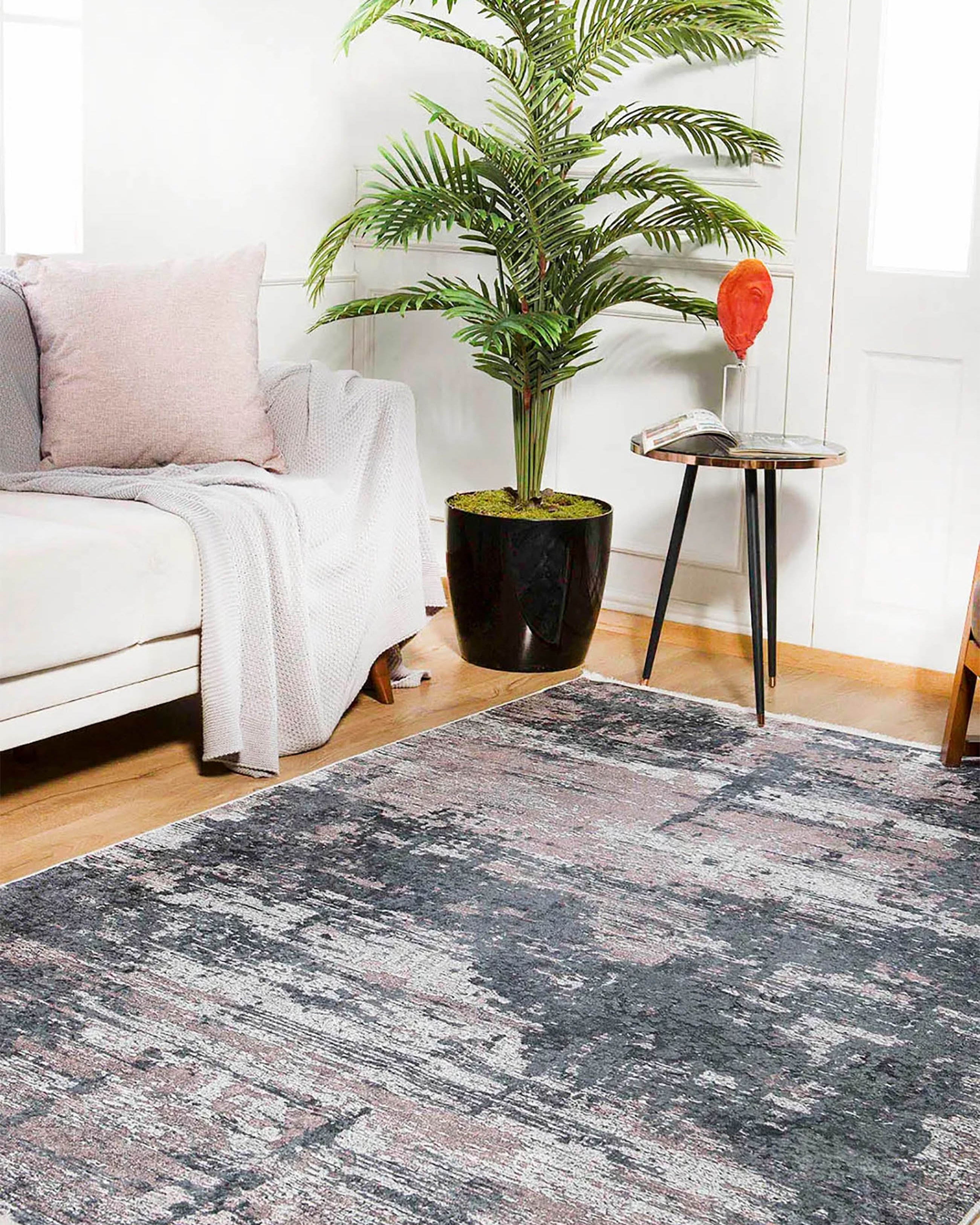 Reyna Gray Light Pink Modern Home Deco Abstract Rug