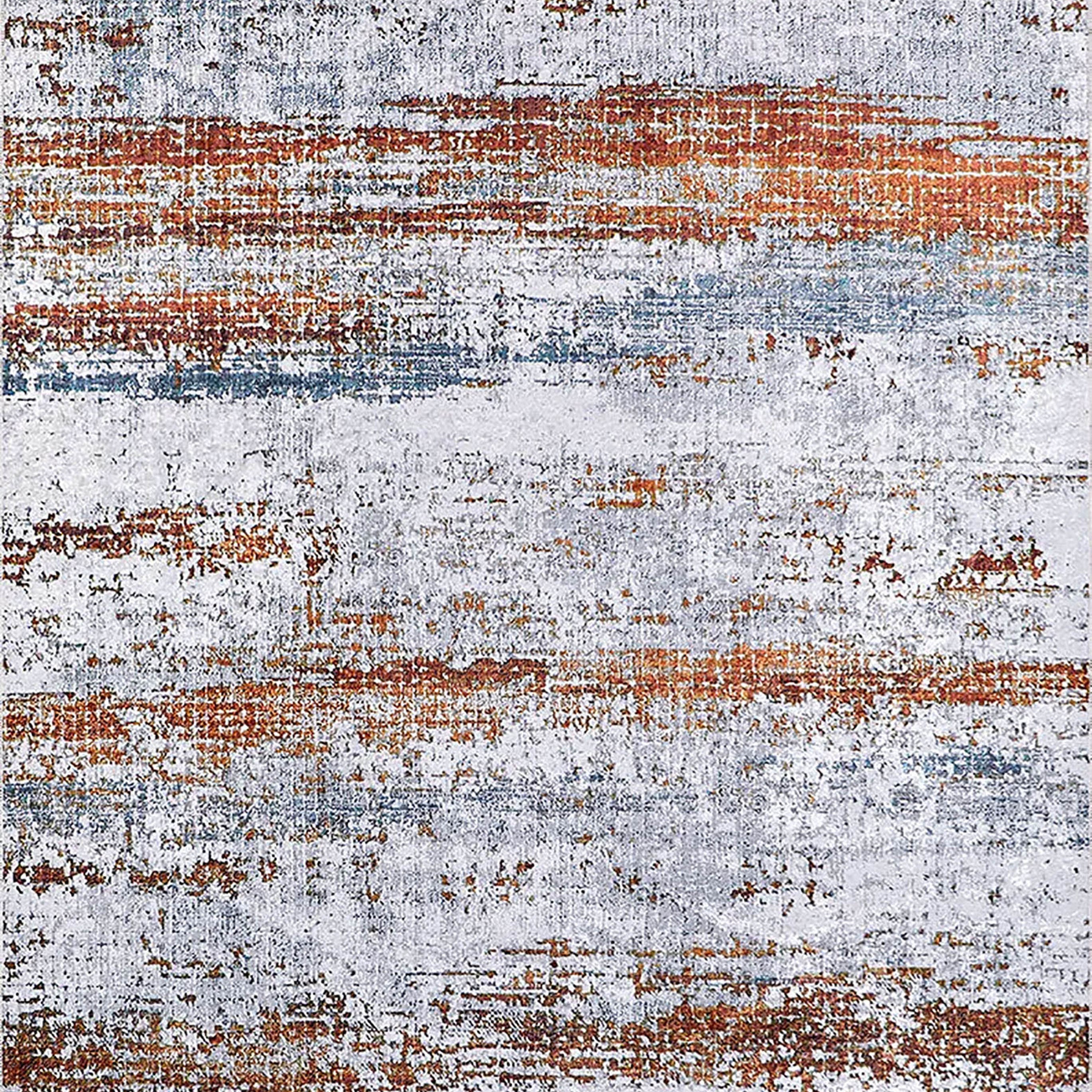 Nellie Gray Orange Modern Home Deco Abstract Rug