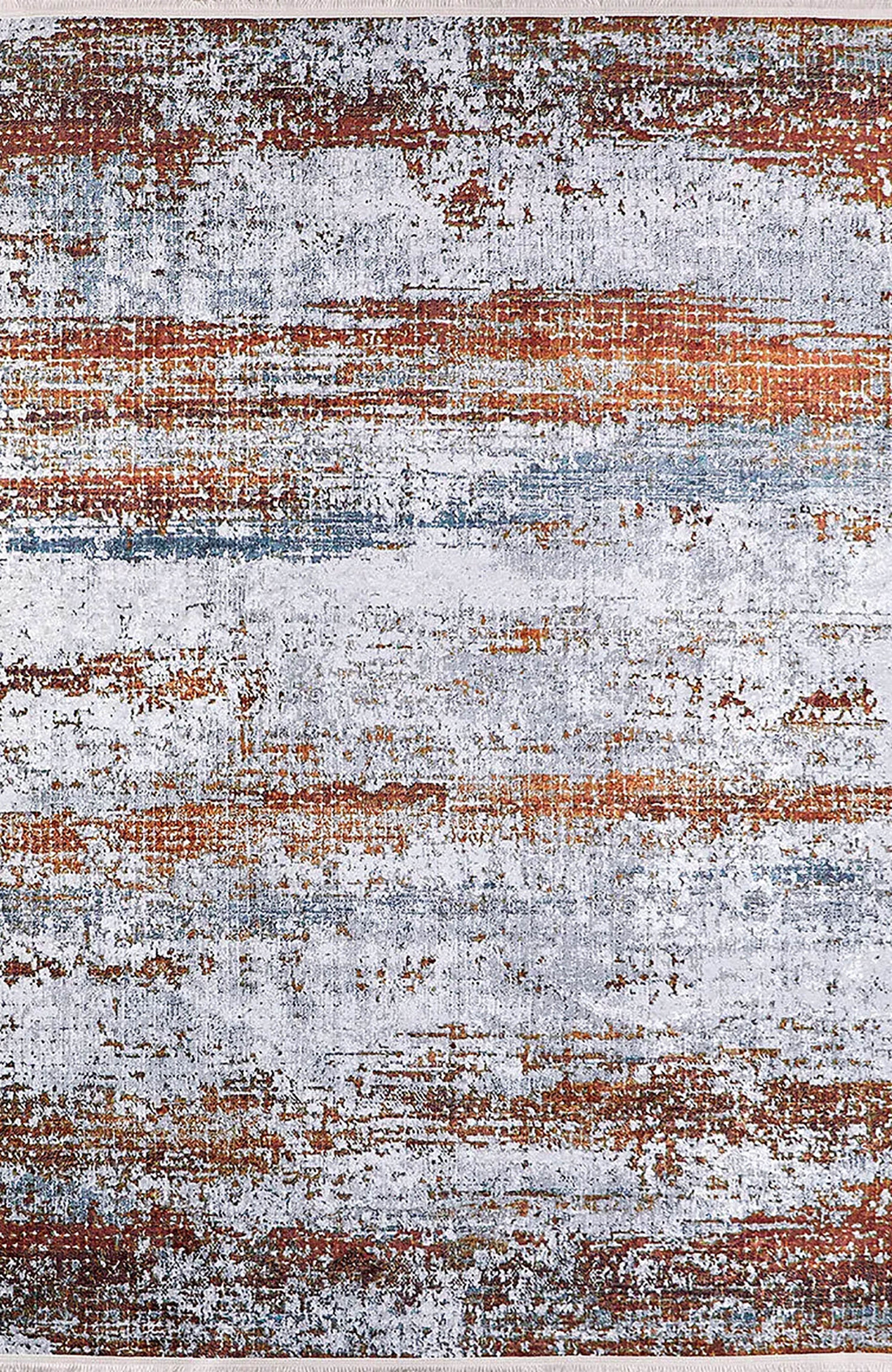 Nellie Gray Orange Modern Home Deco Abstract Rug