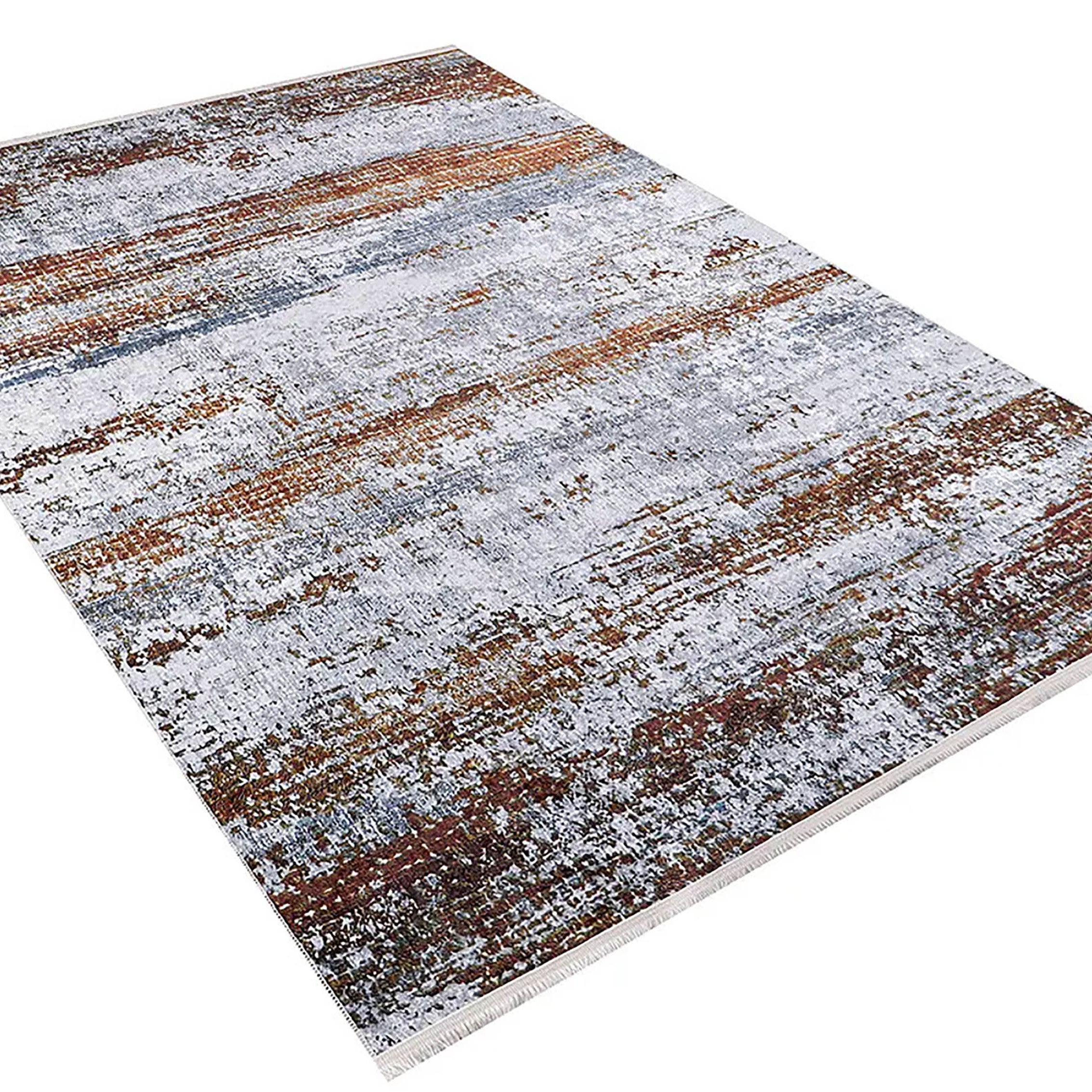 Nellie Gray Orange Modern Home Deco Abstract Rug