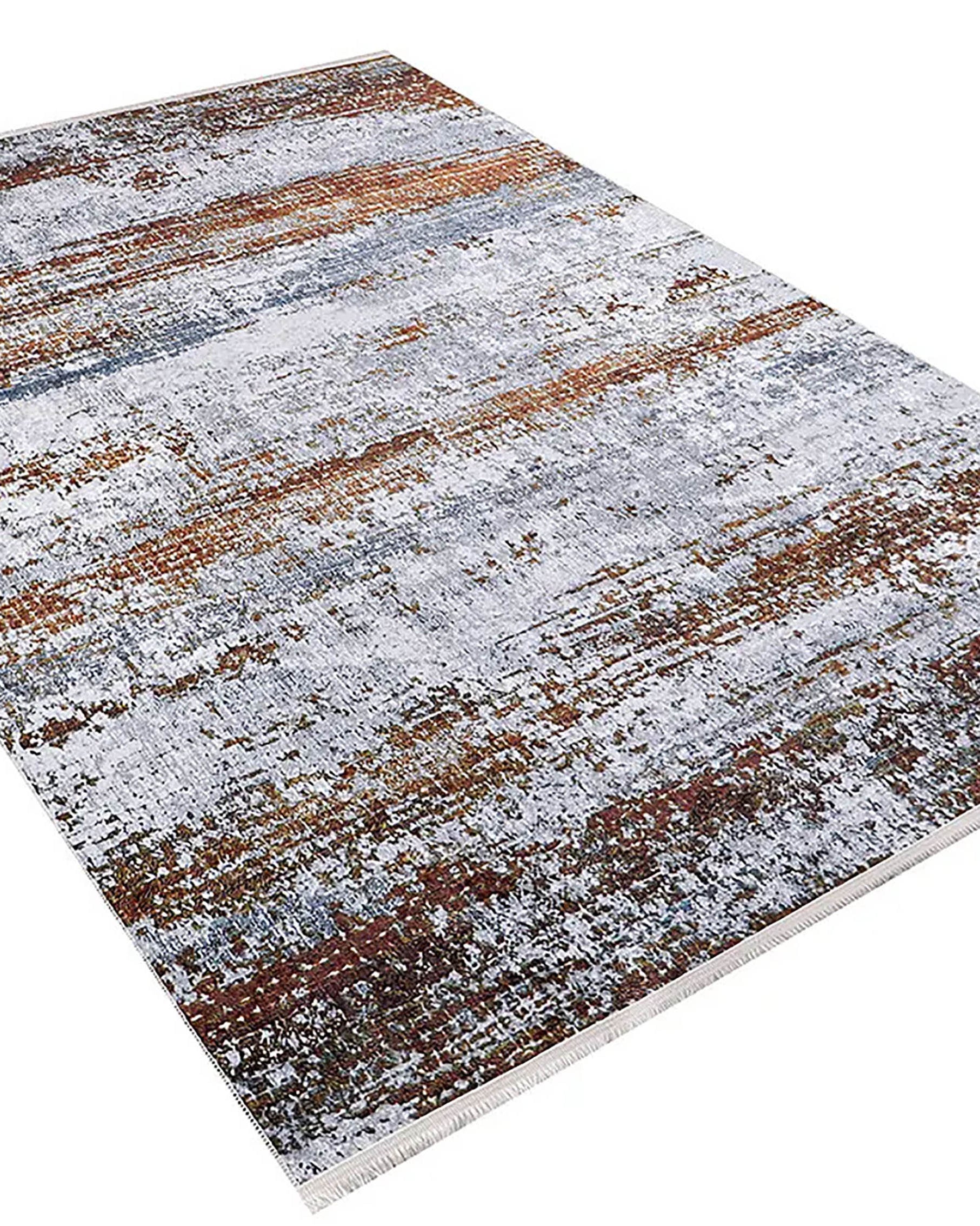 Nellie Gray Orange Modern Home Deco Abstract Rug