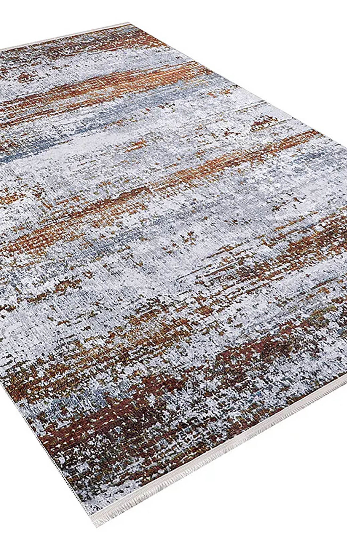 Nellie Gray Orange Modern Home Deco Abstract Rug