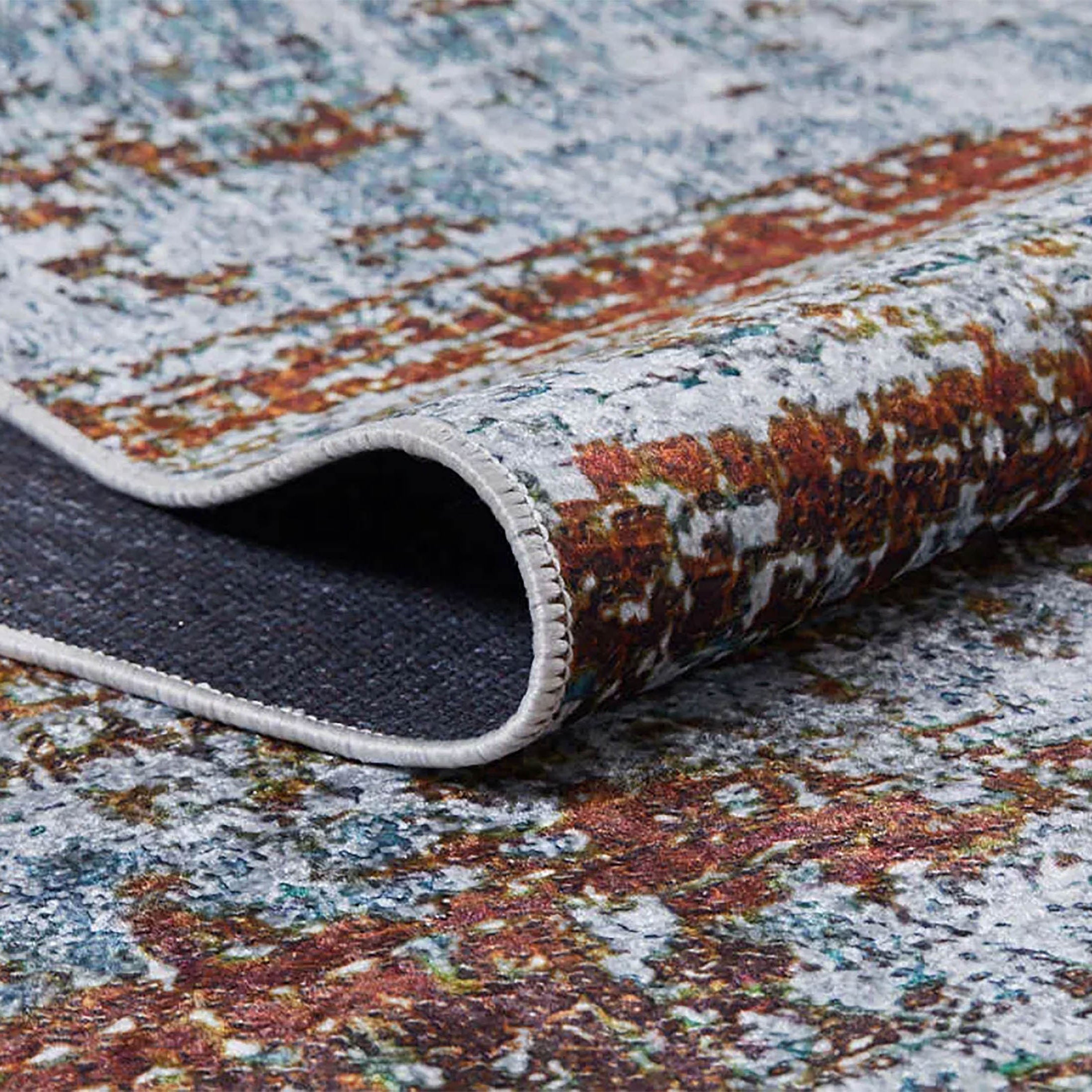 Nellie Gray Orange Modern Home Deco Abstract Rug