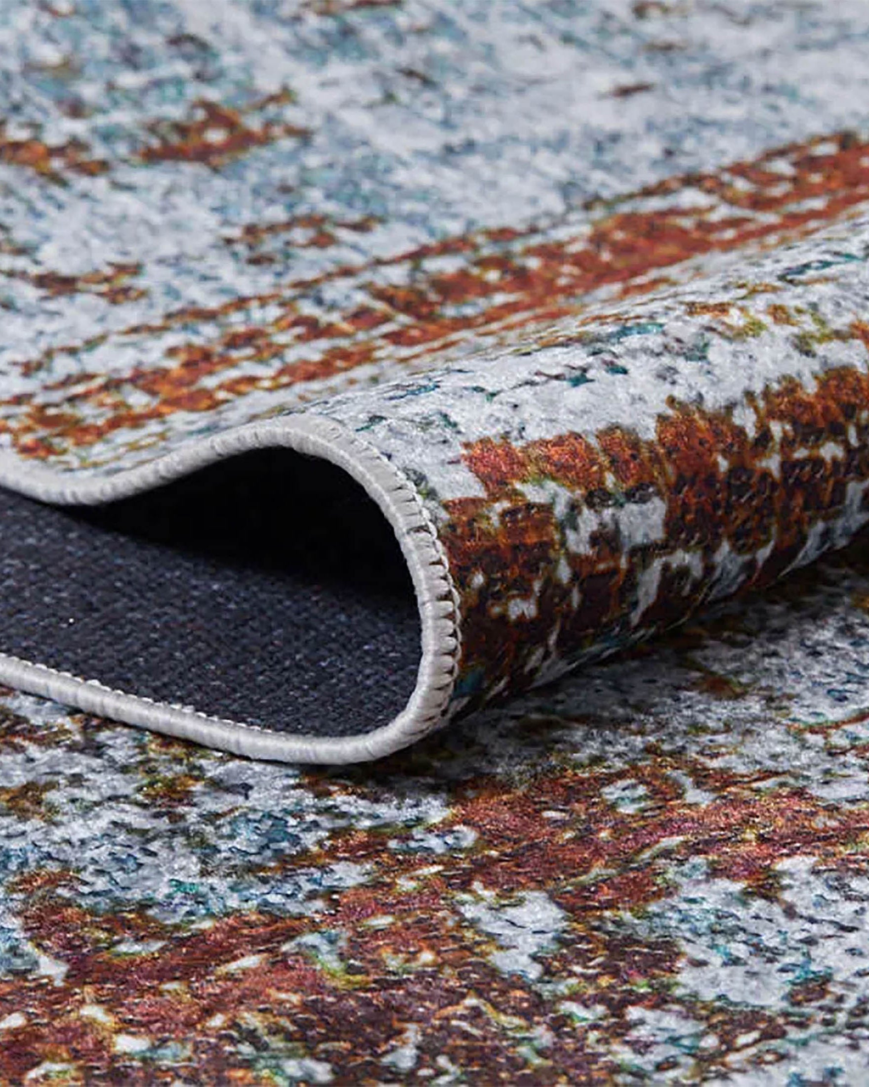 Nellie Gray Orange Modern Home Deco Abstract Rug