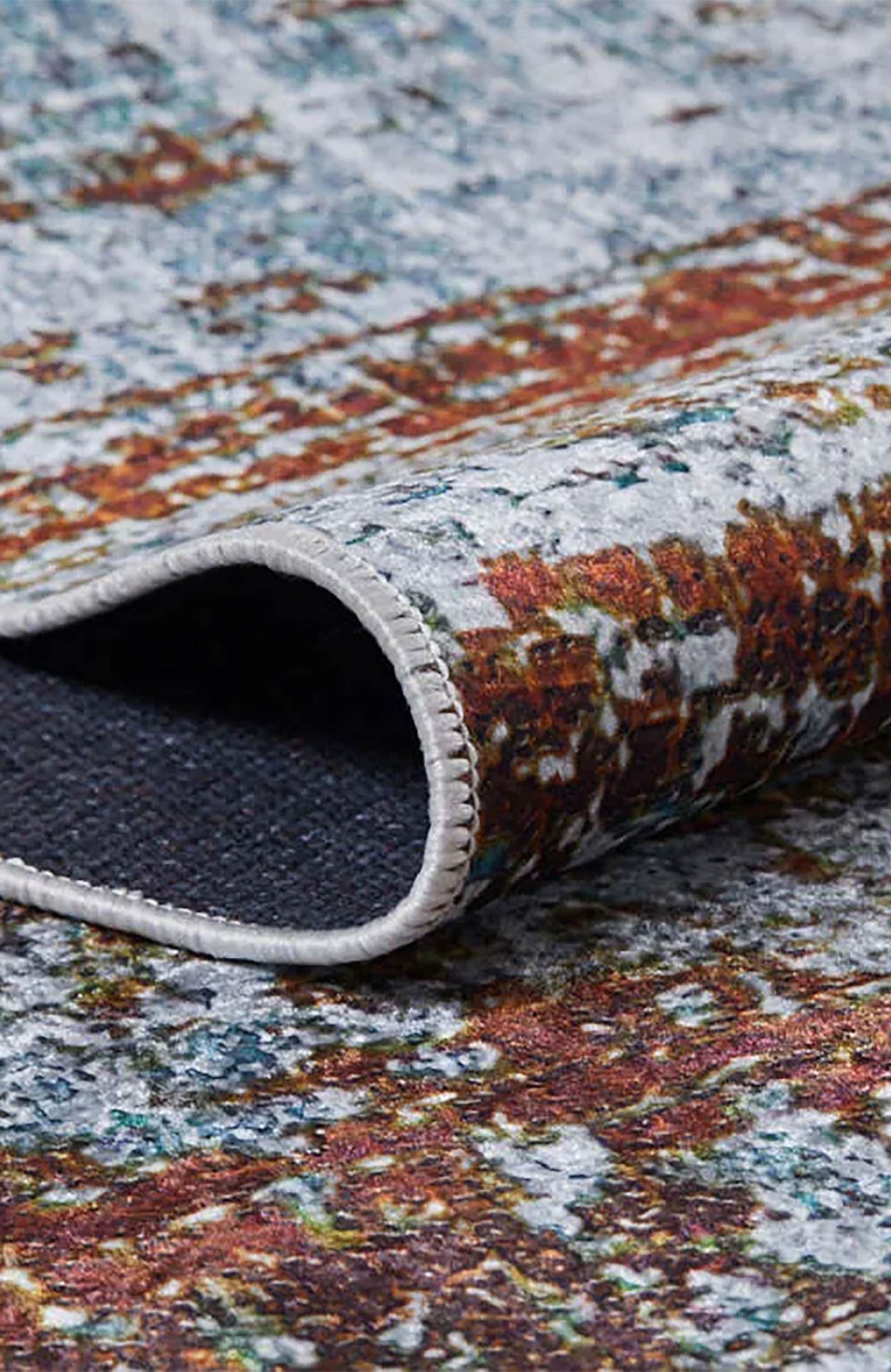 Nellie Gray Orange Modern Home Deco Abstract Rug