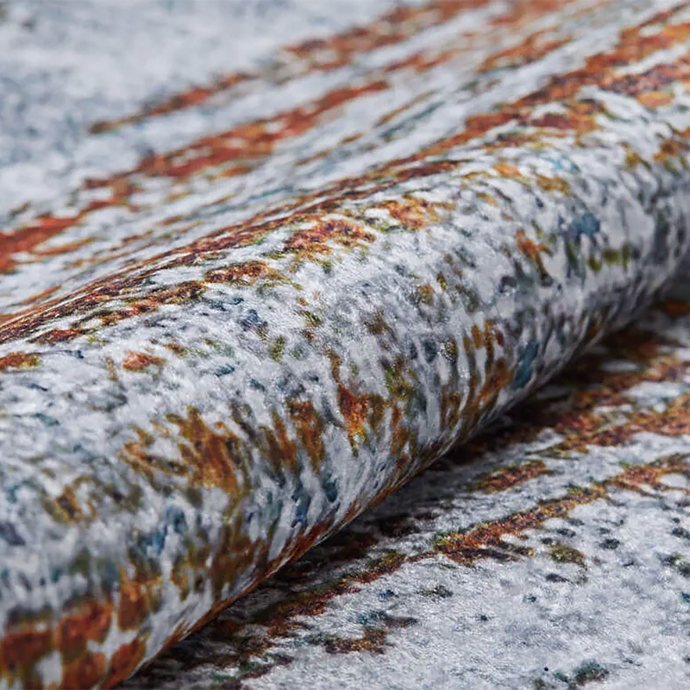 Nellie Gray Orange Modern Home Deco Abstract Rug