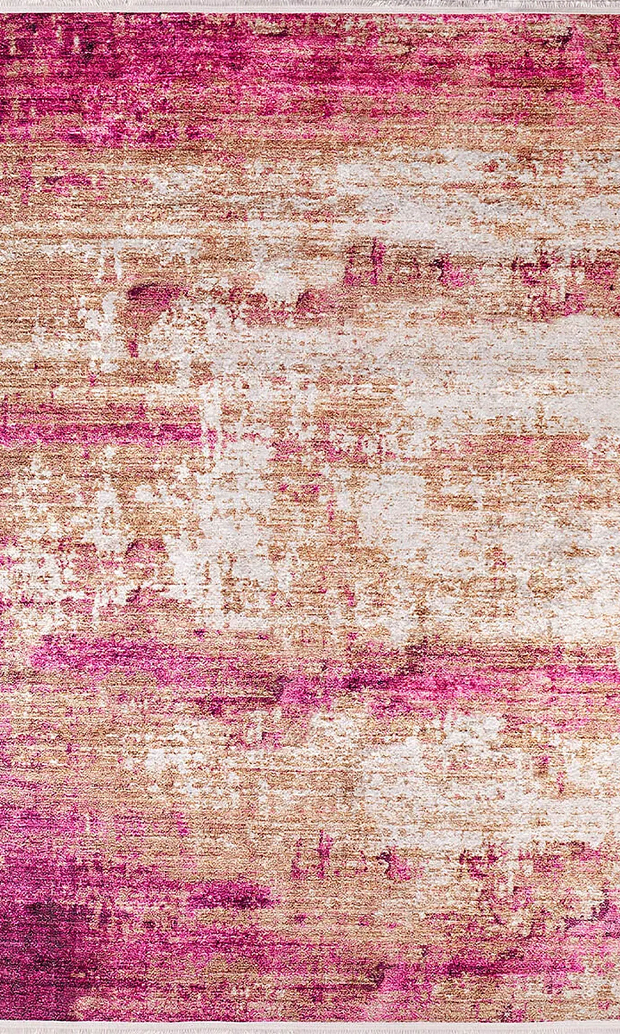 Ferah Abstract Pink Beige Modern Rug
