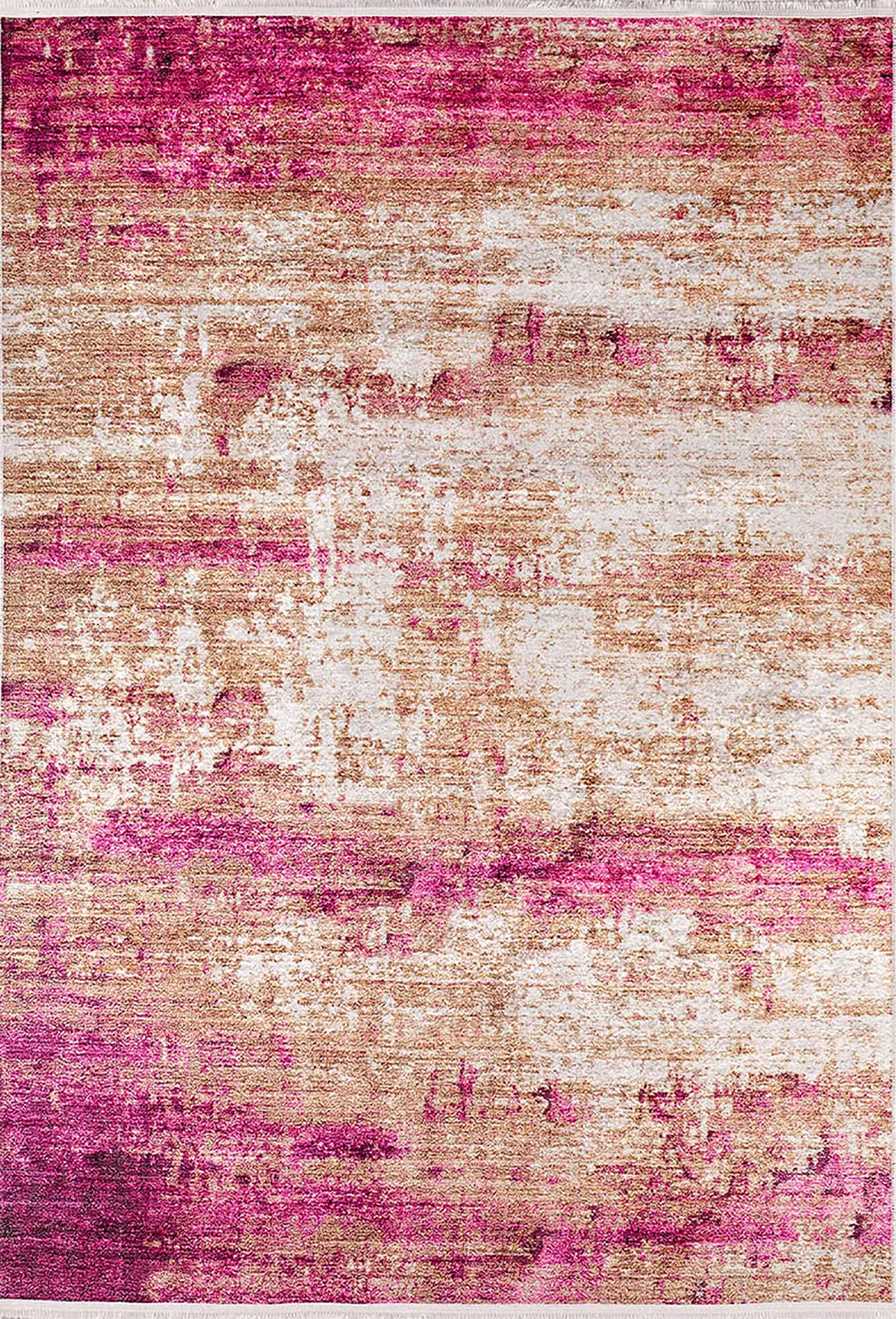 Ferah Abstract Pink Beige Modern Rug