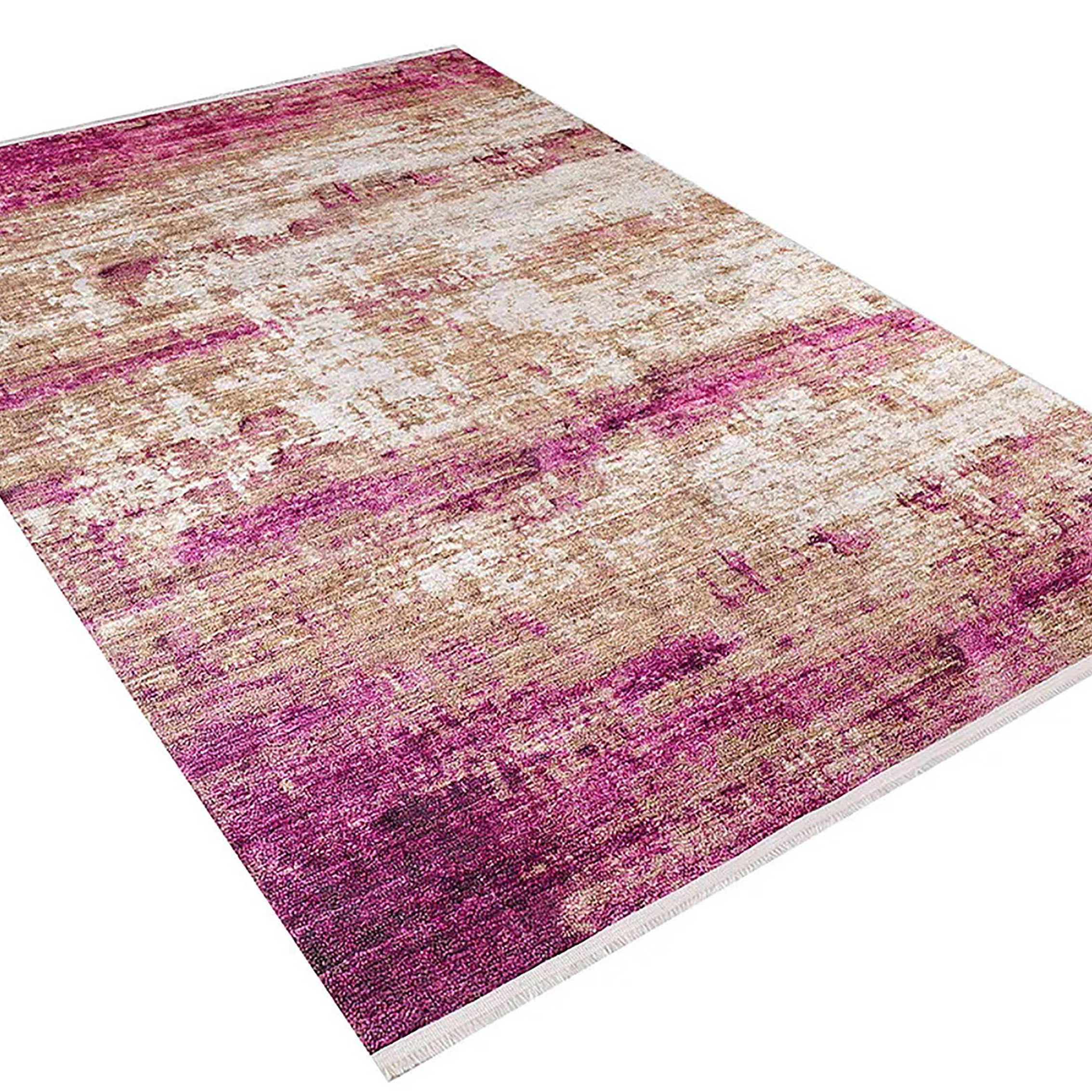 Ferah Abstract Pink Beige Modern Rug