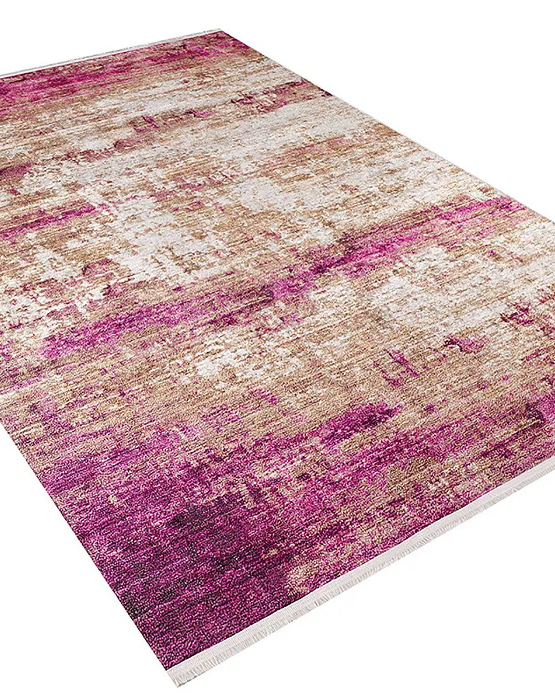 Ferah Abstract Pink Beige Modern Rug