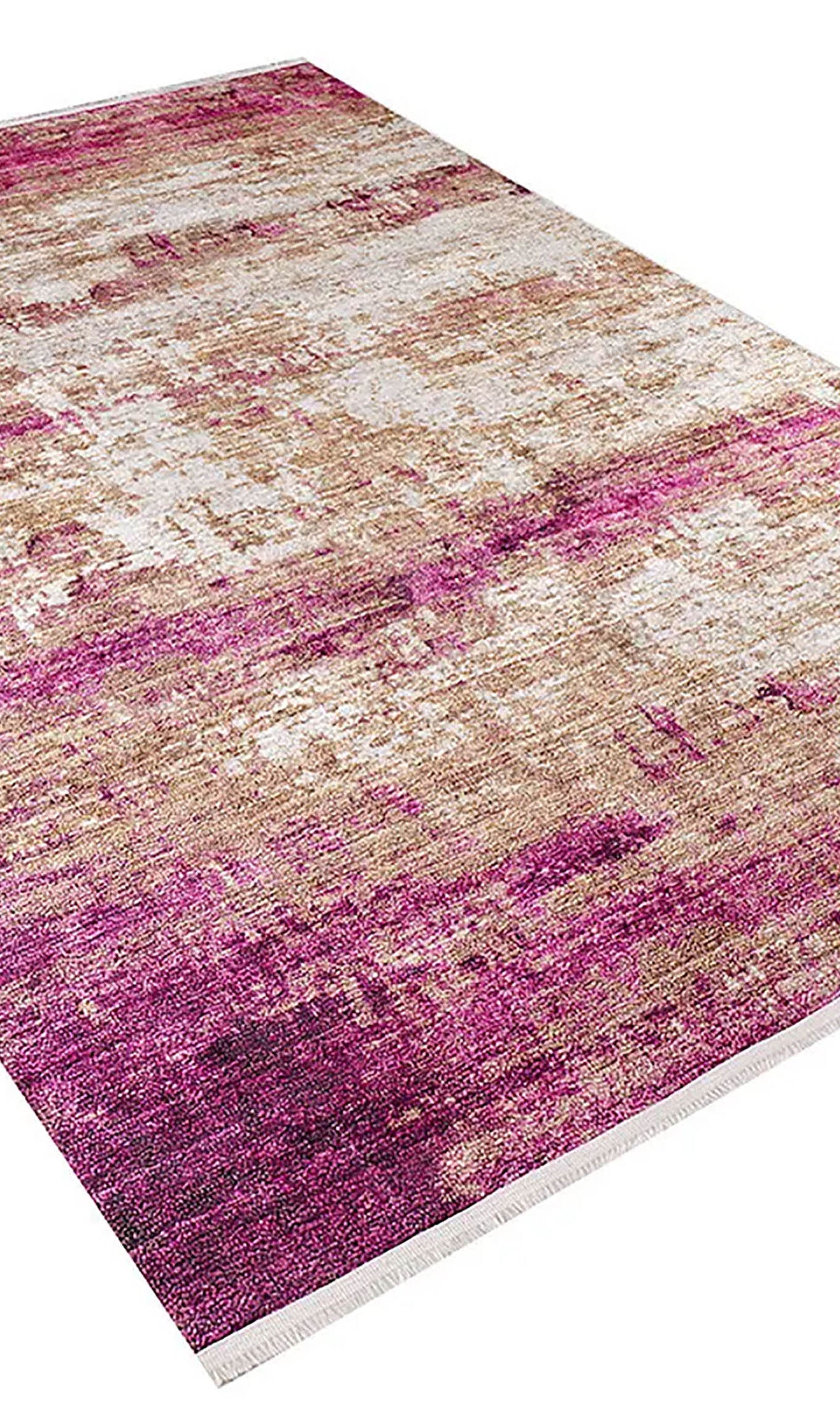 Ferah Abstract Pink Beige Modern Rug