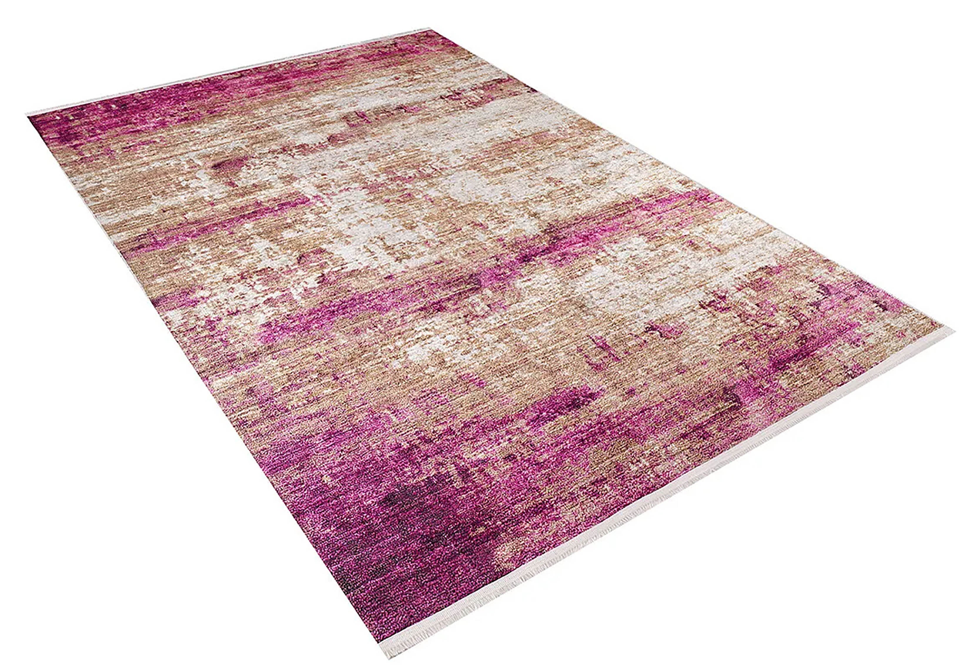 Ferah Abstract Pink Beige Modern Rug