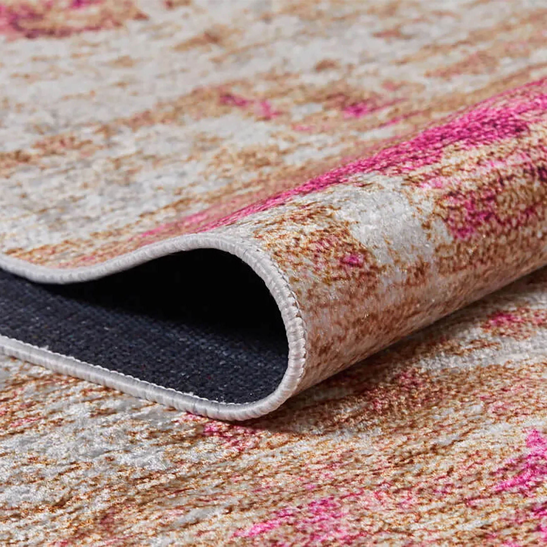 Ferah Abstract Pink Beige Modern Rug