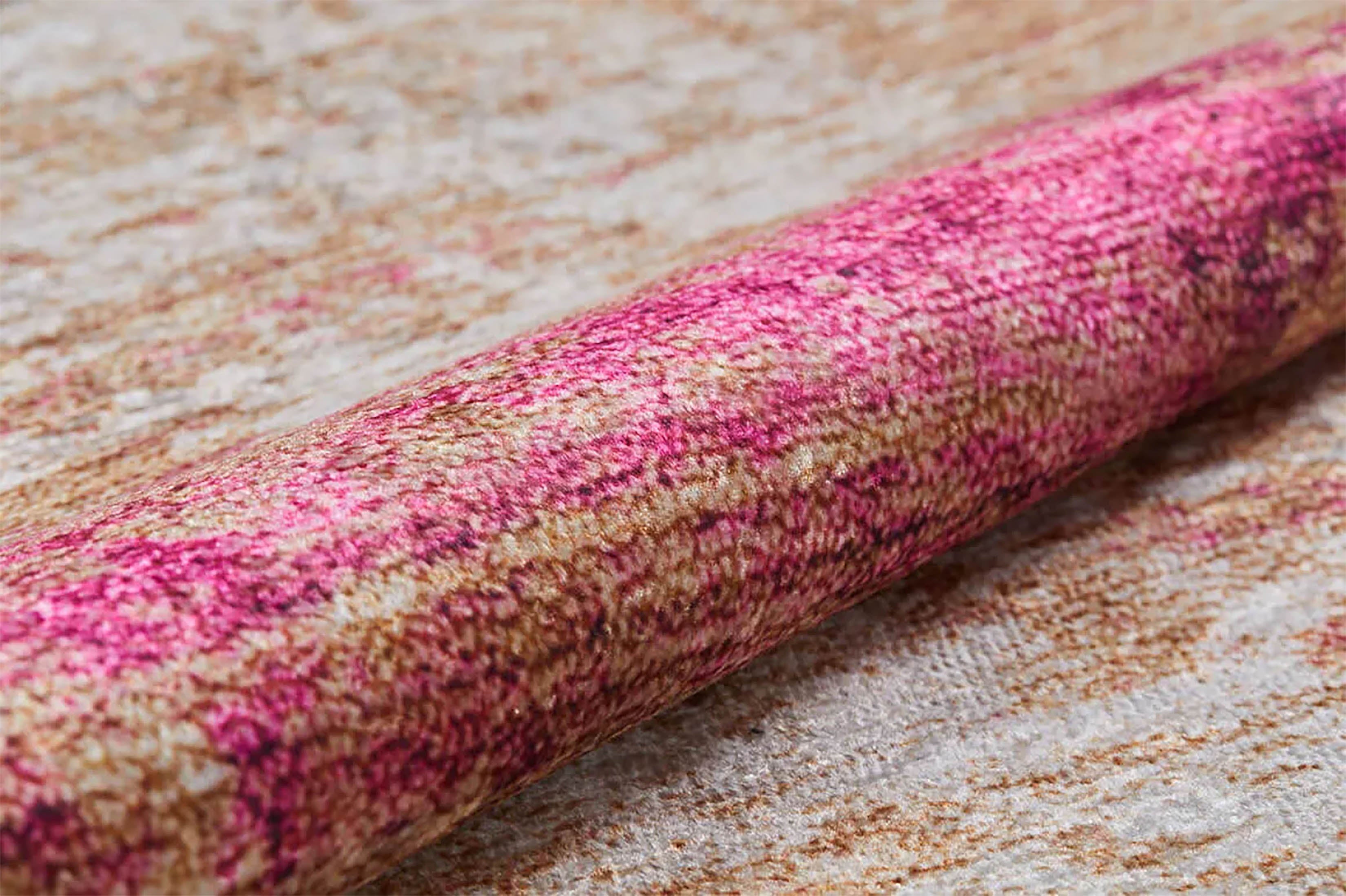 Ferah Abstract Pink Beige Modern Rug